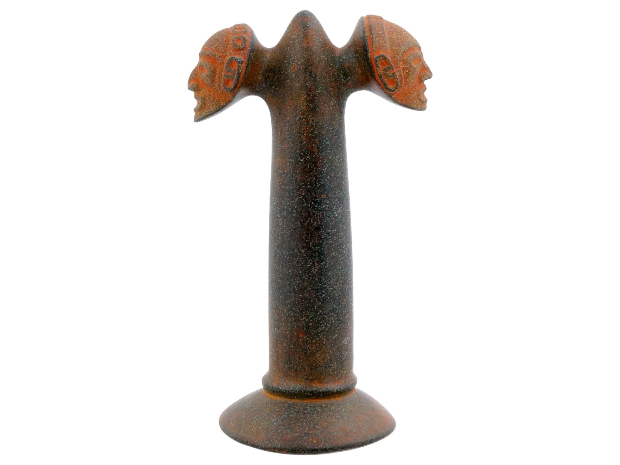 ANCIENT PRE COLUMBIAN ENGRAVED HARDSTONE TWO FACED TOOL PIC-3