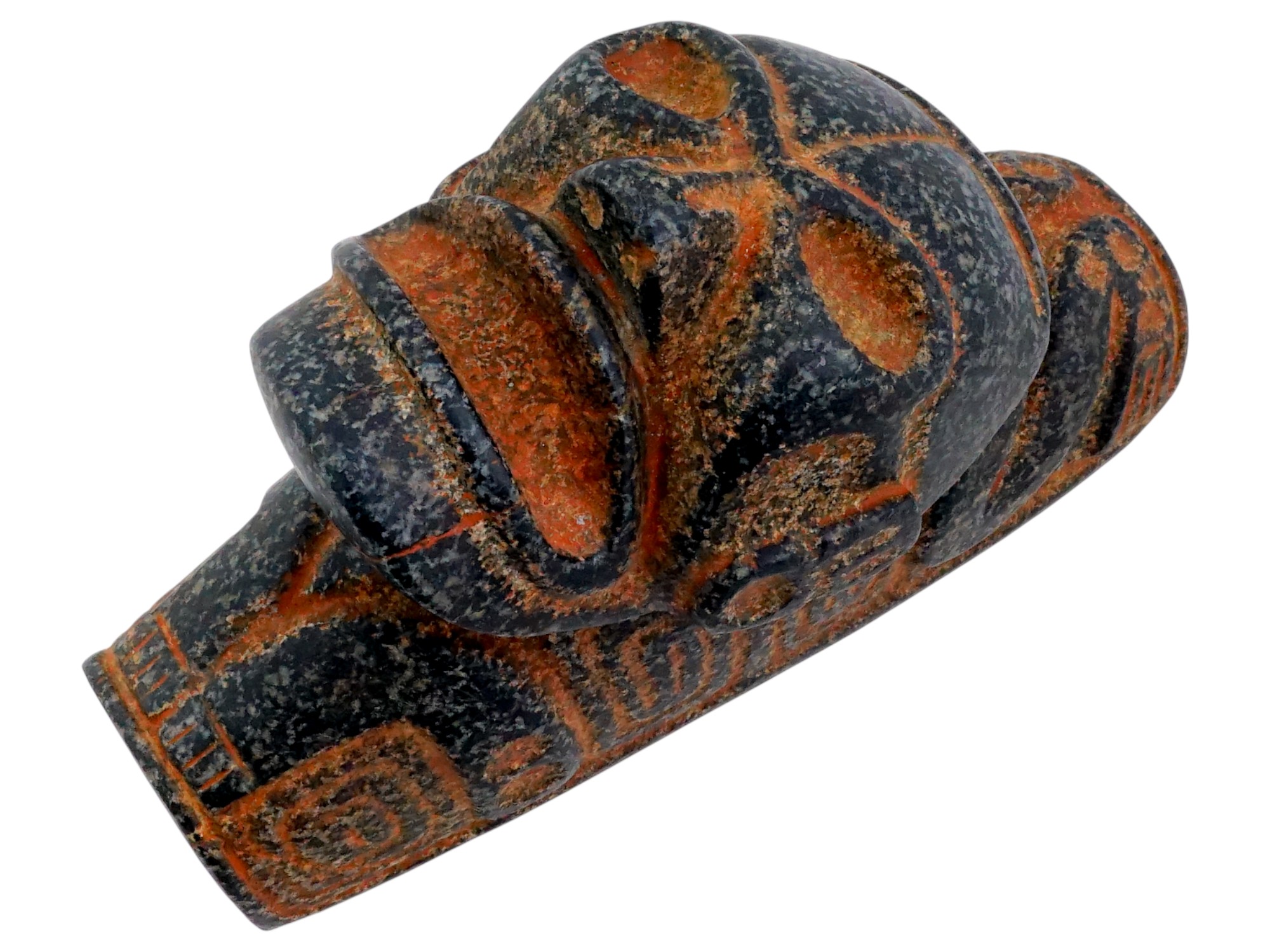 ANCIENT PRE COLUMBIAN TAINO HAND CARVED HARD STONE MASK PIC-