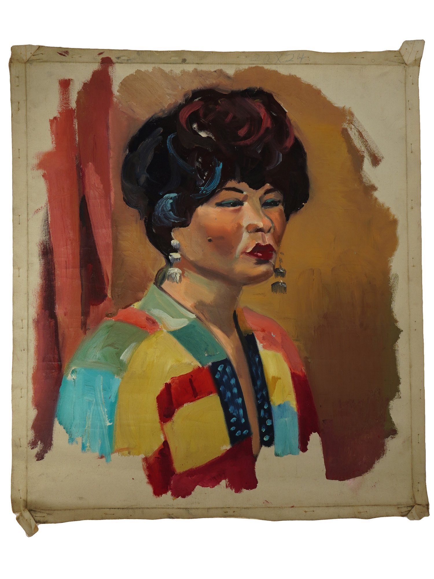 AMERICAN FEMALE PORTRAIT OIL PAINTING SIGNED PIC-