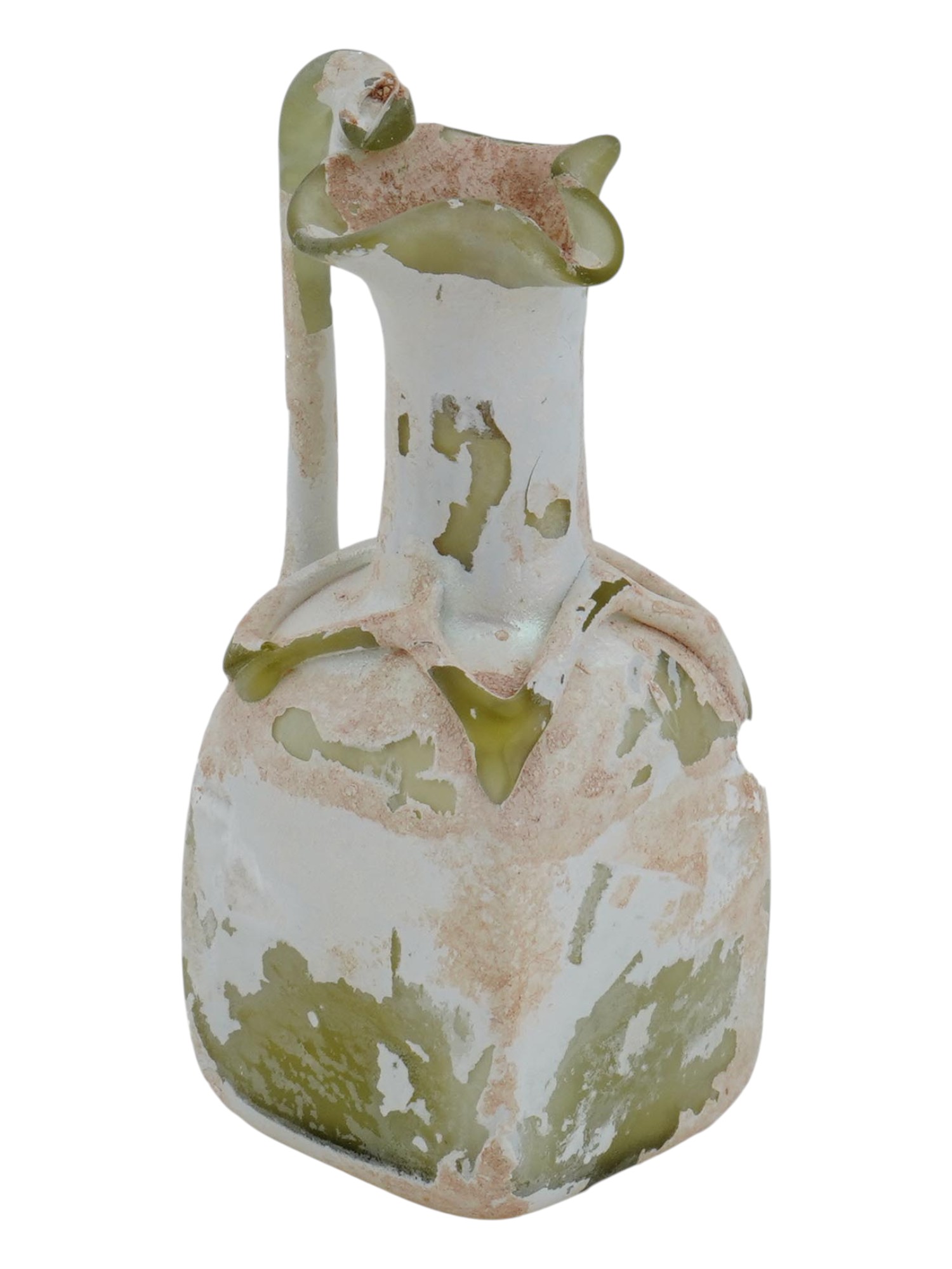 ANCIENT ROMAN GREEN GLASS OINOCHOE JUG PIC-