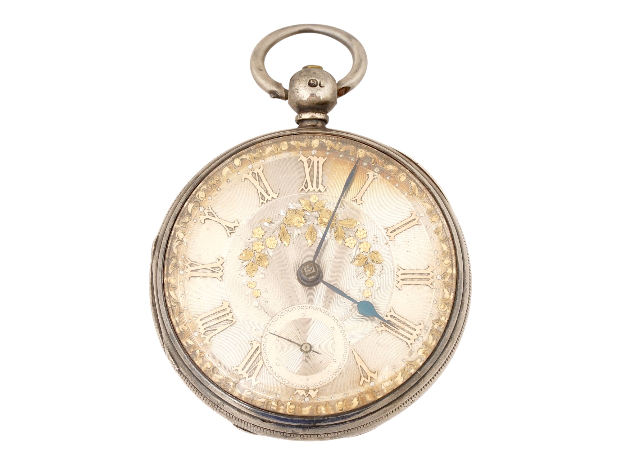 ANTIQUE ENGLISH VICTORIAN STERLING SILVER POCKET WATCH PIC-