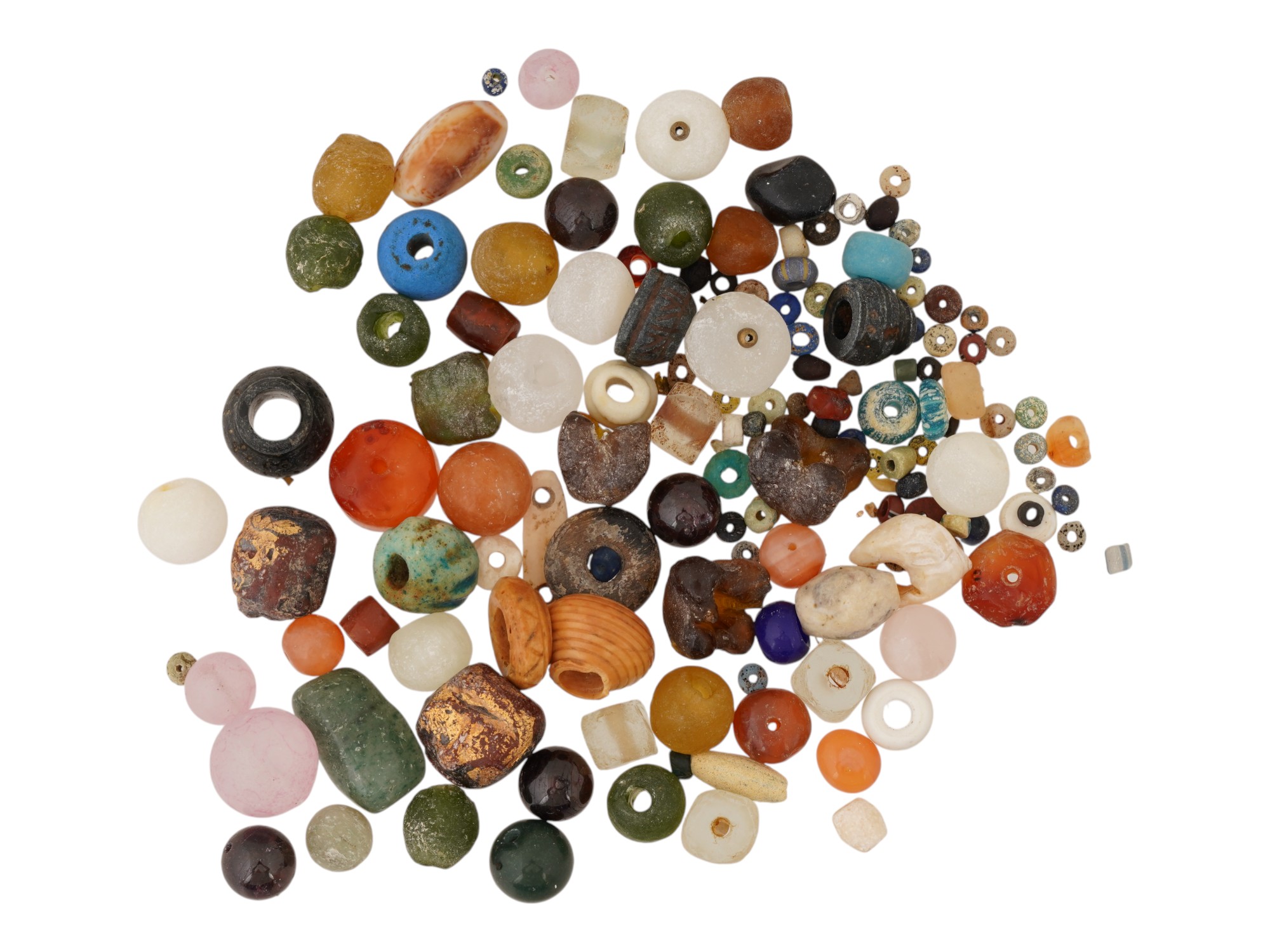 LOT ANCIENT ROMAN GLASS STONE BEADS 100 BC TO 350 AD PIC-