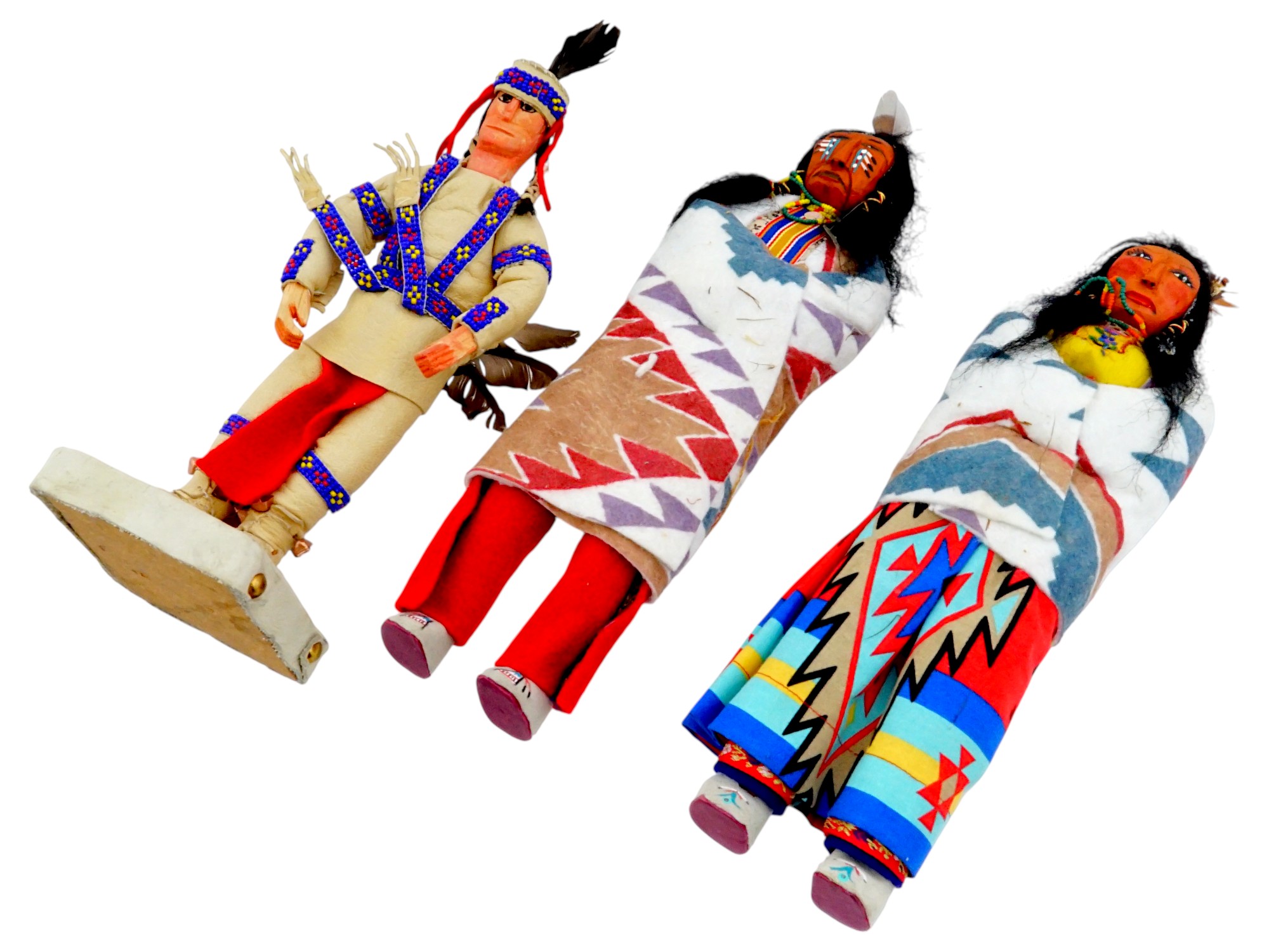 GROUP OF THREE VINTAGE AMERICAN SKOOKUM DOLLS PIC-1