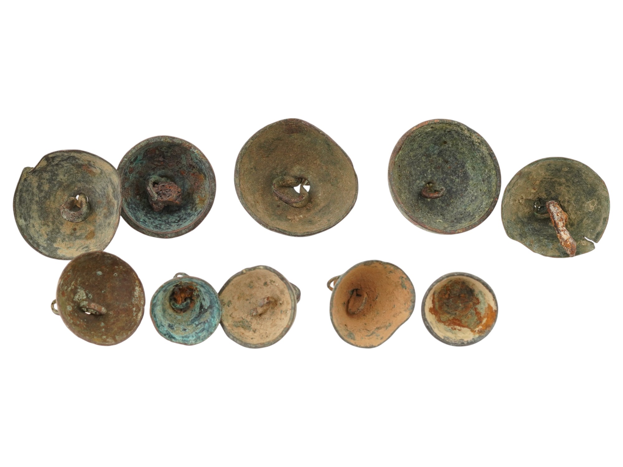 GROUP OF ANCIENT ROMAN PERIOD HOLY LAND BRONZE BELLS PIC-2