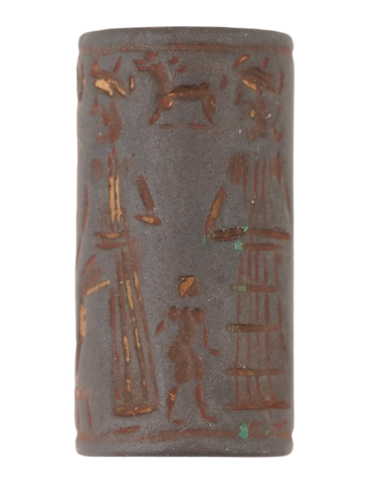 ANCIENT NEAR EASTERN CARVED HEMATITE BEAD CYLINDER SEAL PIC-4