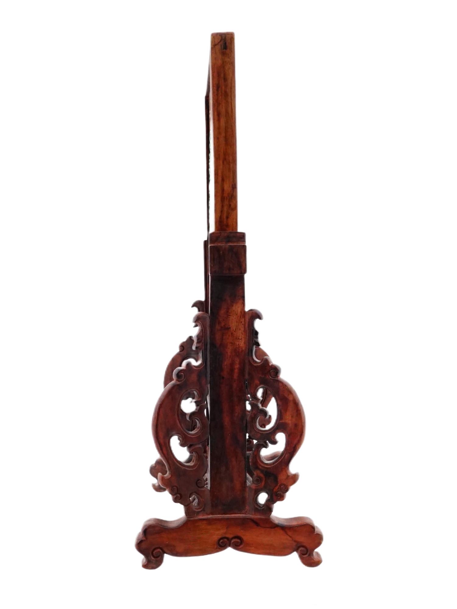 CHINESE TABLE SCREEN WITH JADE INLAY W WOOD FRAME PIC-3