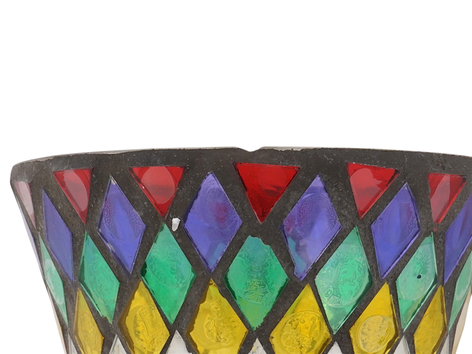MURANO STYLE TRUMPET SHAPED COLORED GLASS MOSAIC VASE PIC-6