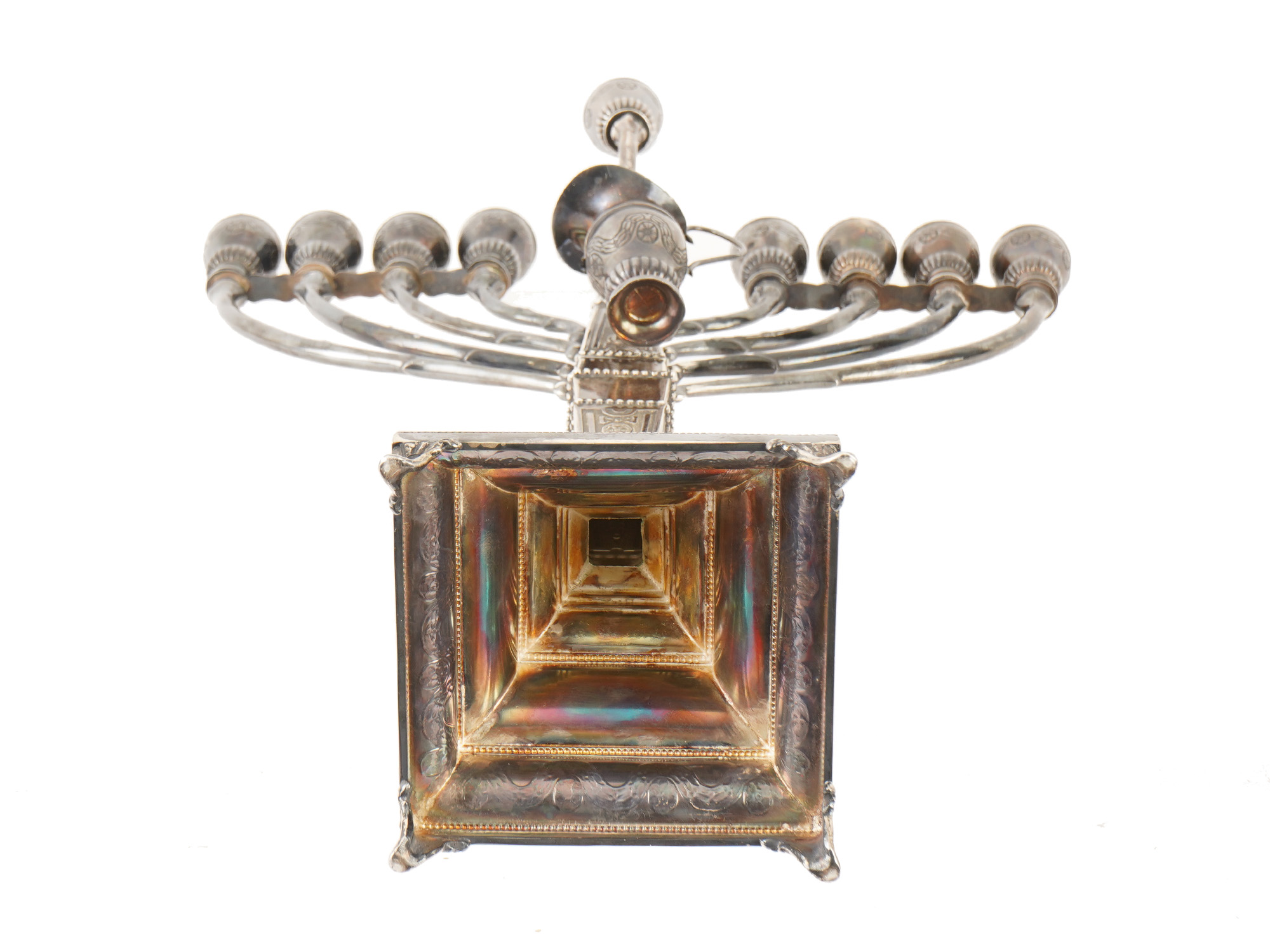 ANTIQUE 19TH CENTURY STERLING SILVER MENORAH PIC-7