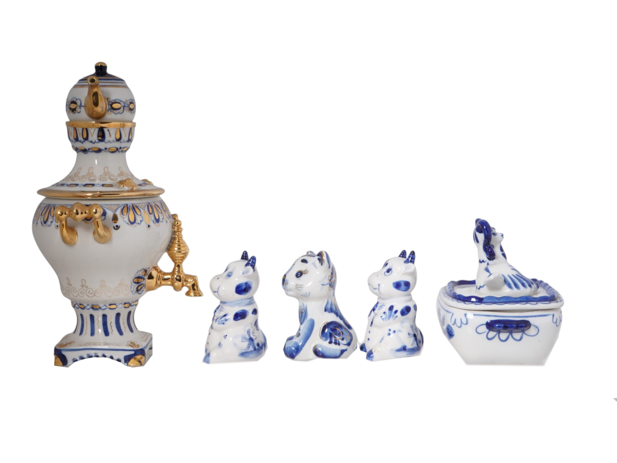 RUSSIAN GZHEL AND DUTCH PORCELAIN FIGURINES PIC-2
