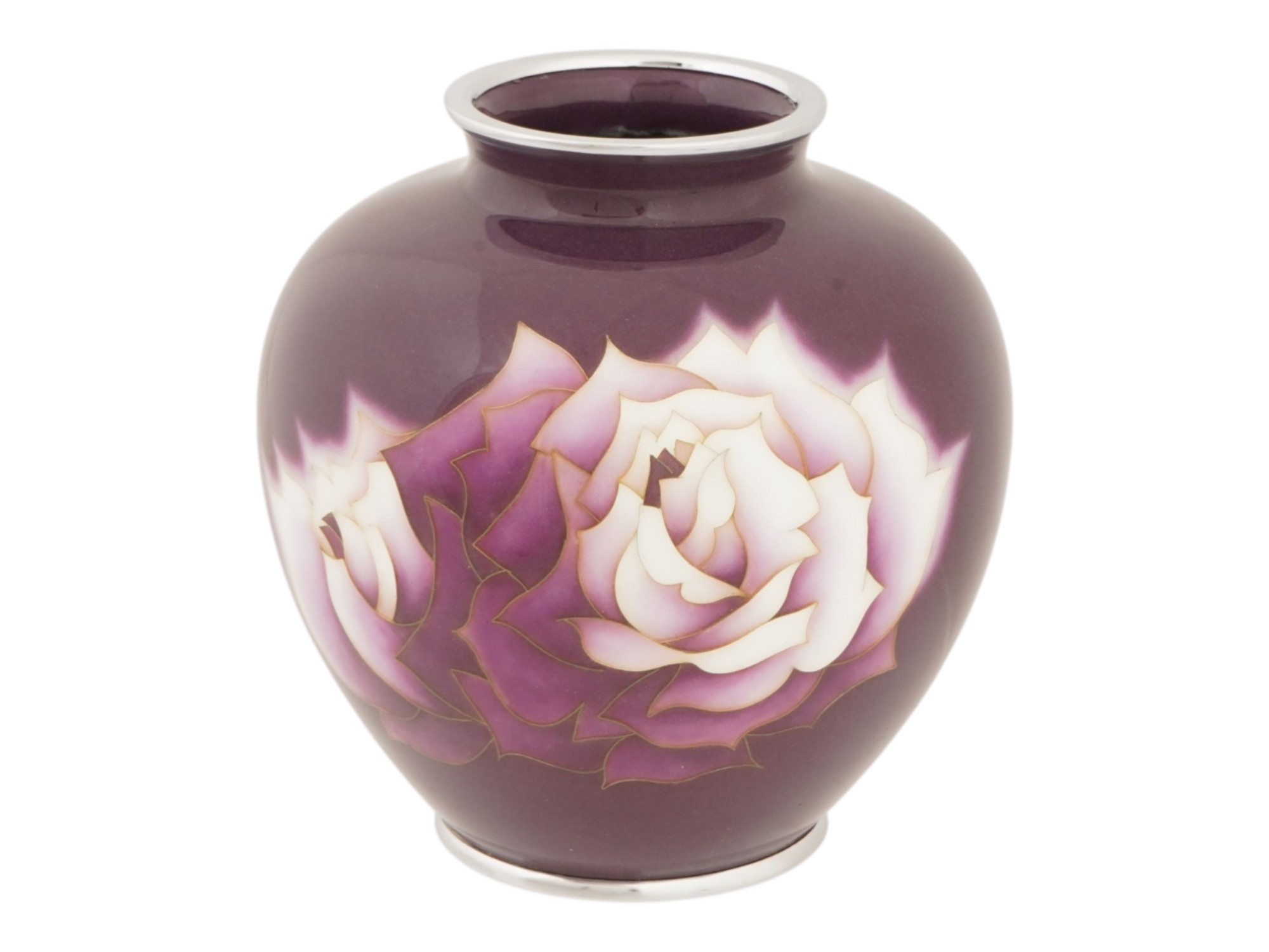 ATTR TO ANDO JAPANESE FLORAL CLOISONNE ENAMEL VASE PIC-