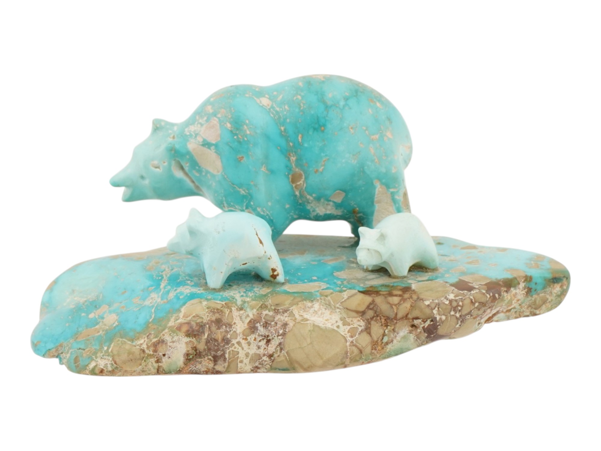 HAND CARVED TURQUOISE STONE BEAR FIGURINES PIC-