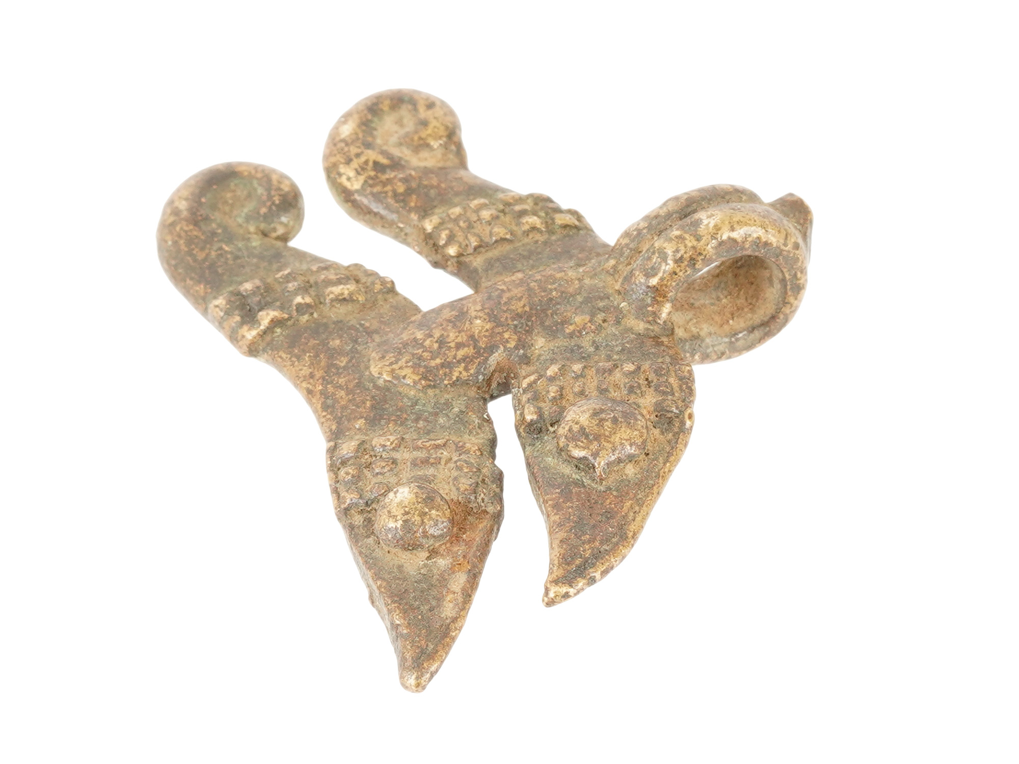 VINTAGE WEST AFRICAN BRONZE TWIN AMULET FIGURINE PIC-3