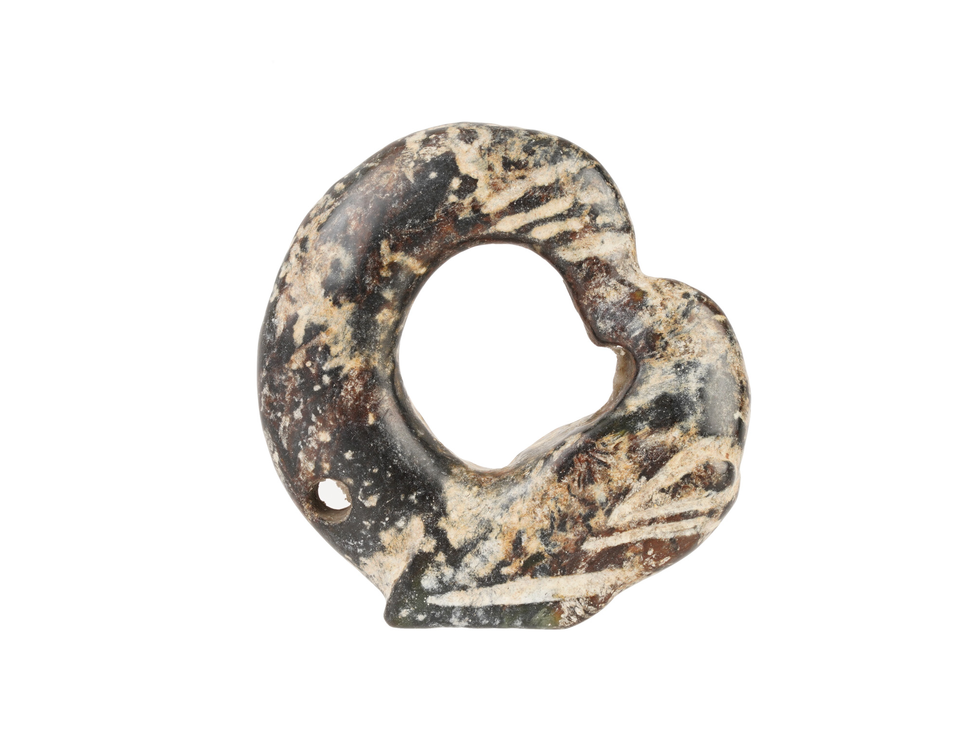 CHINESE HAND CARVED STONE PIG DRAGON PENDANT PIC-3