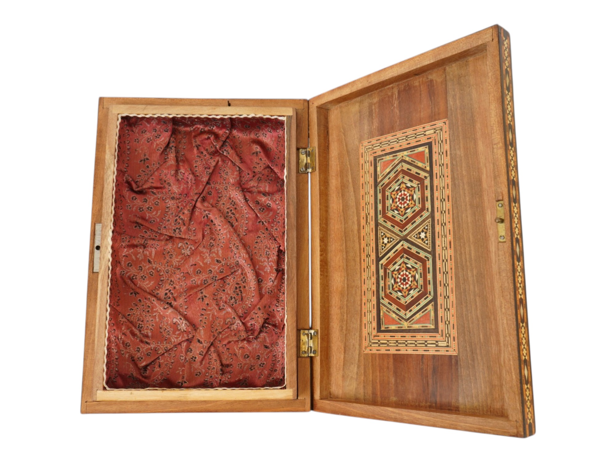 ANTIQUE RECTANGULAR MARQUETRY MOSAIC JEWELRY BOX PIC-6