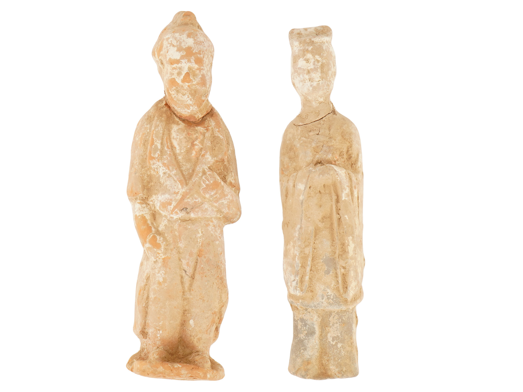 TWO ANCIENT CHINESE HAN DYNASTY TERRACOTTA FIGURINES PIC-