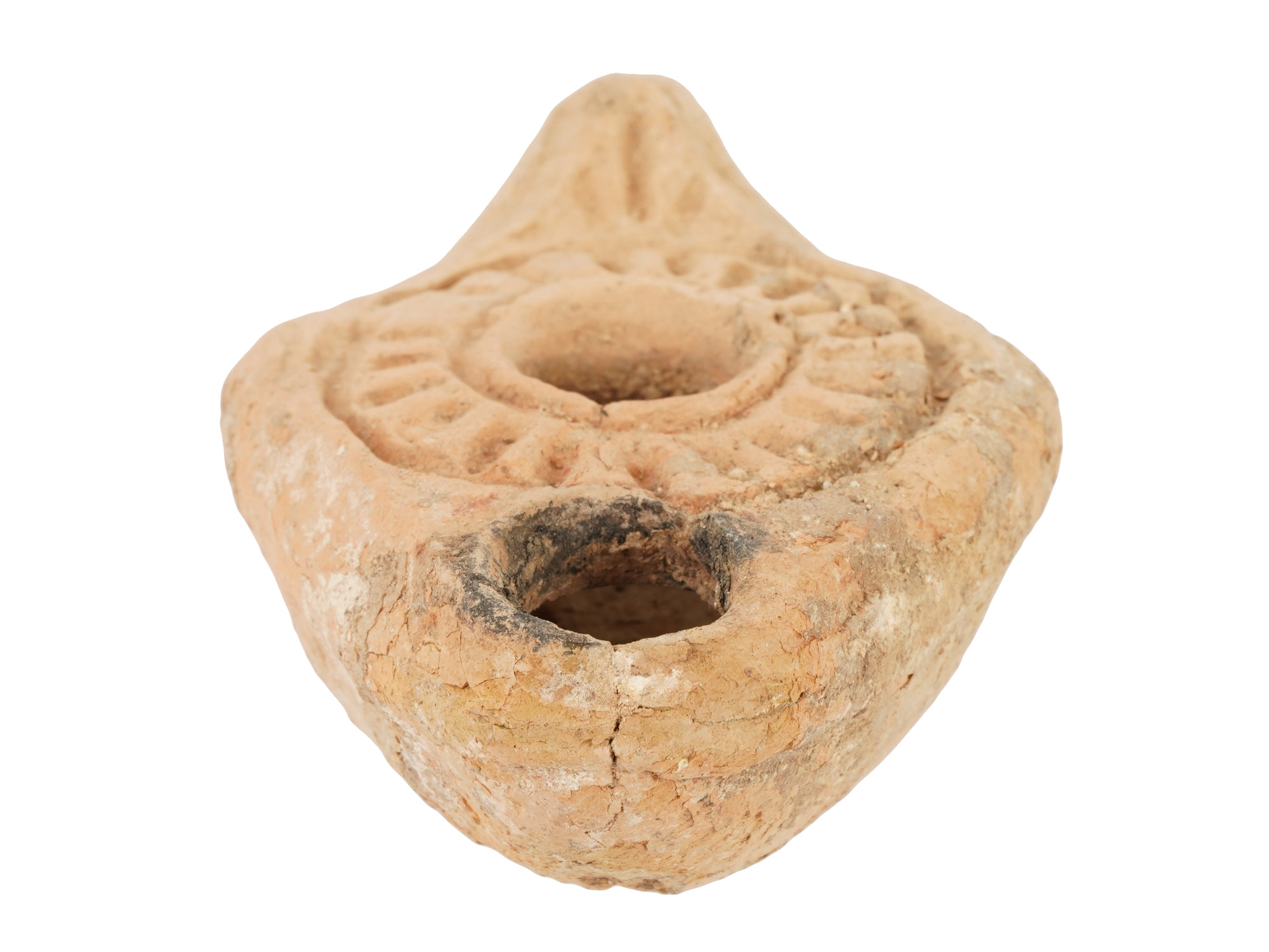 ANCIENT ROMAN GLASS BEAD NECKLACE AND BYZANTINE LAMP PIC-4