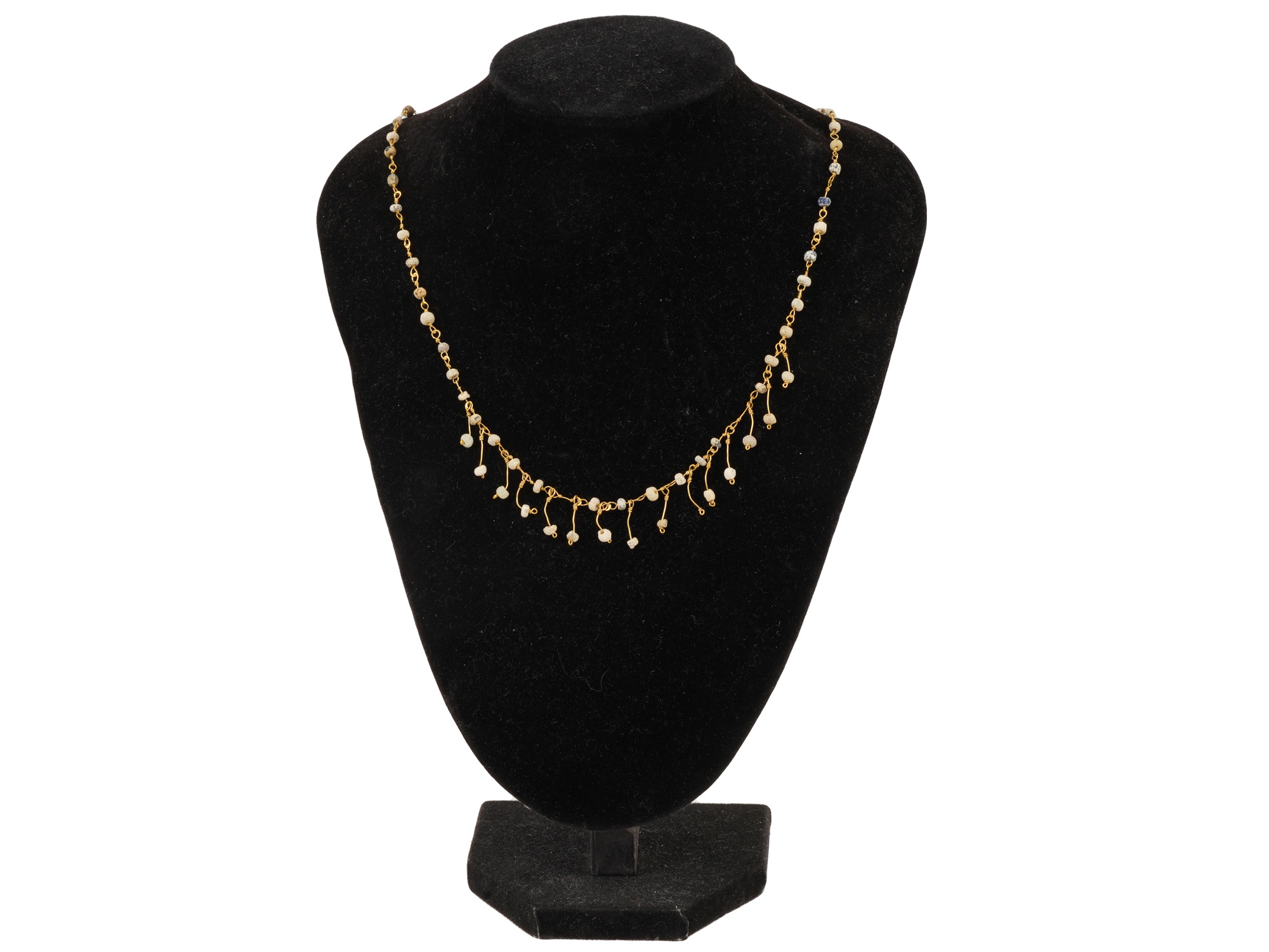 ANCIENT ROMAN GOLD NECKLACE WITH GLASS BEADS DANGLES PIC-