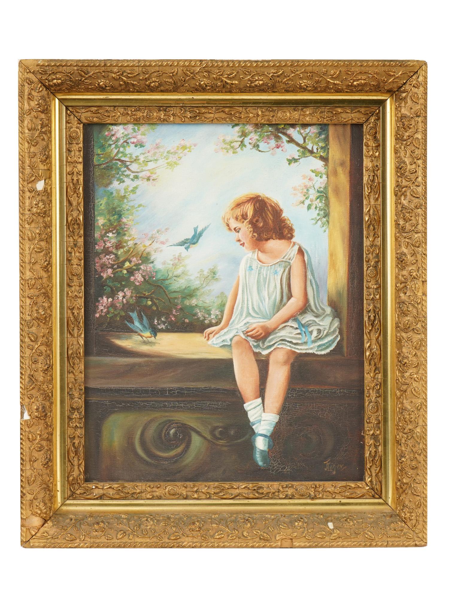 AFTER ZULA KENYON OIL PAINTING BLUEBIRDS BRING HAPPINESS PIC-