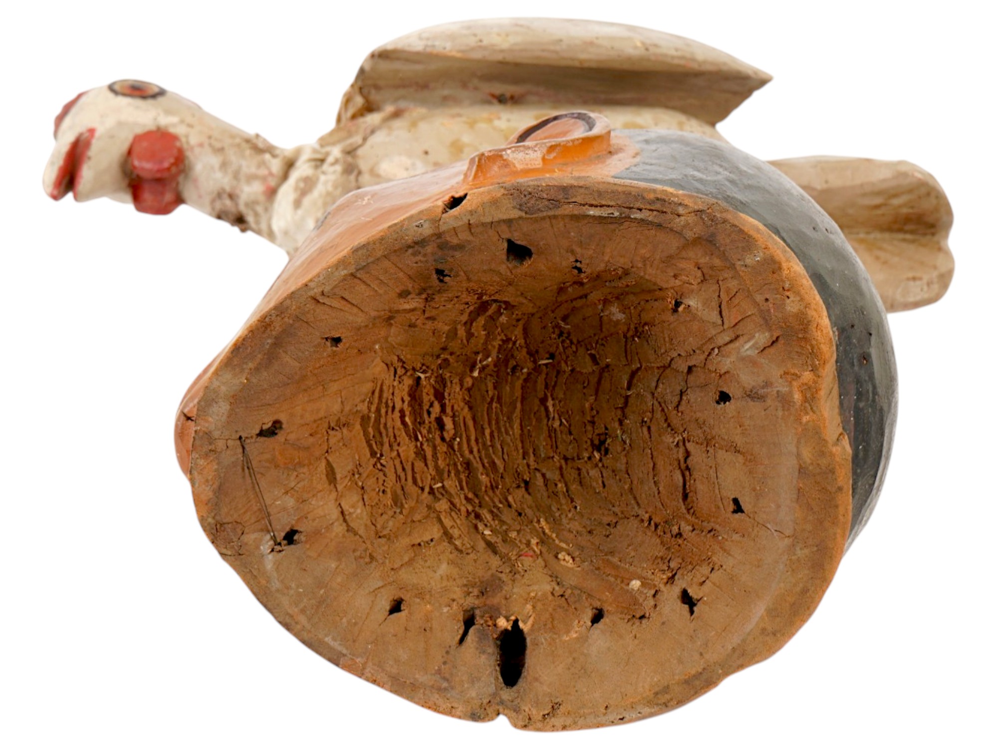 AFRICAN YORUBA CARVED WOOD HELMET MASK W ROOSTER PIC-6