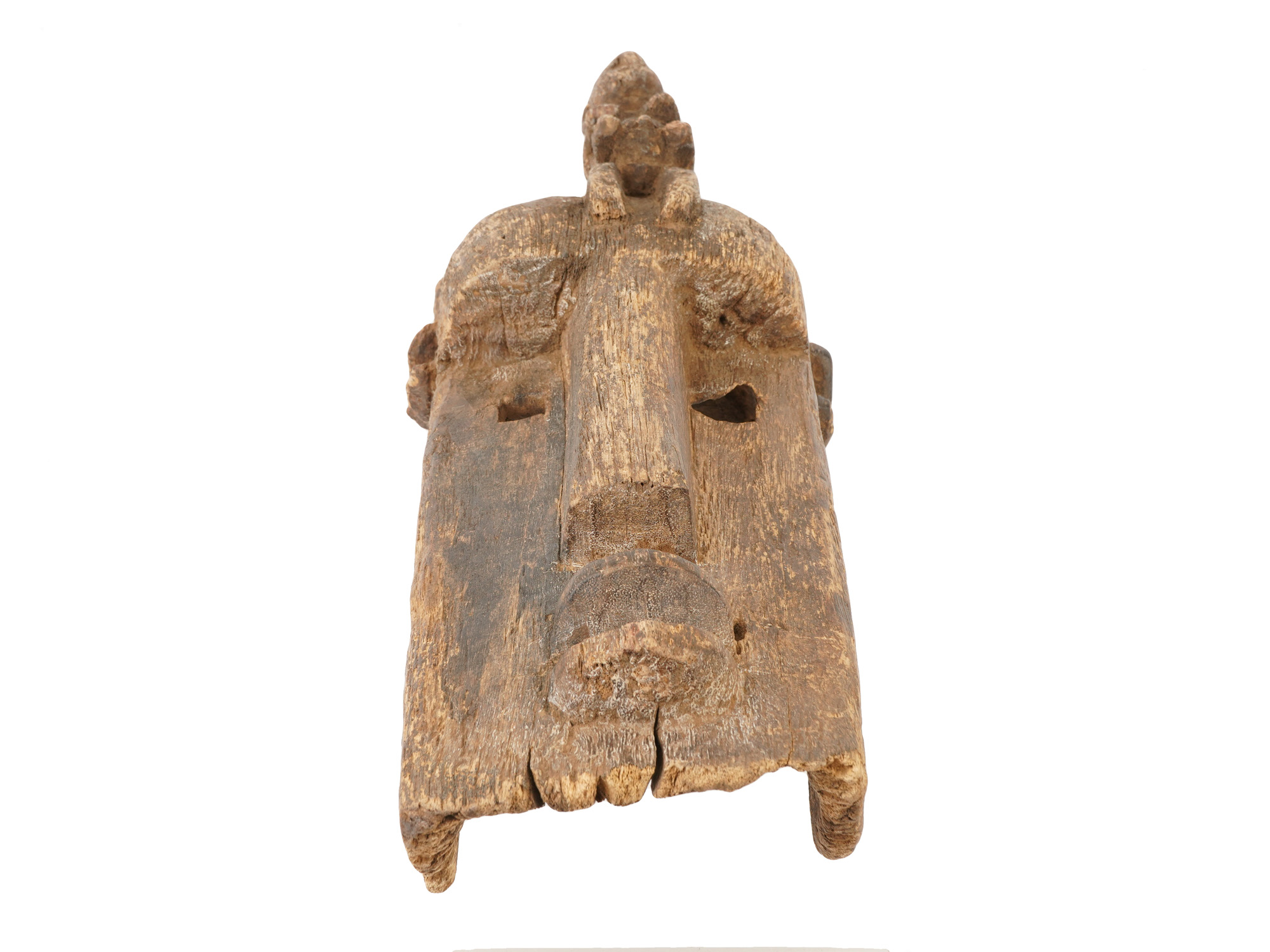 19TH C AFRICAN DOGON CARVED WOOD MASK W FEMALE FIGURE PIC-4