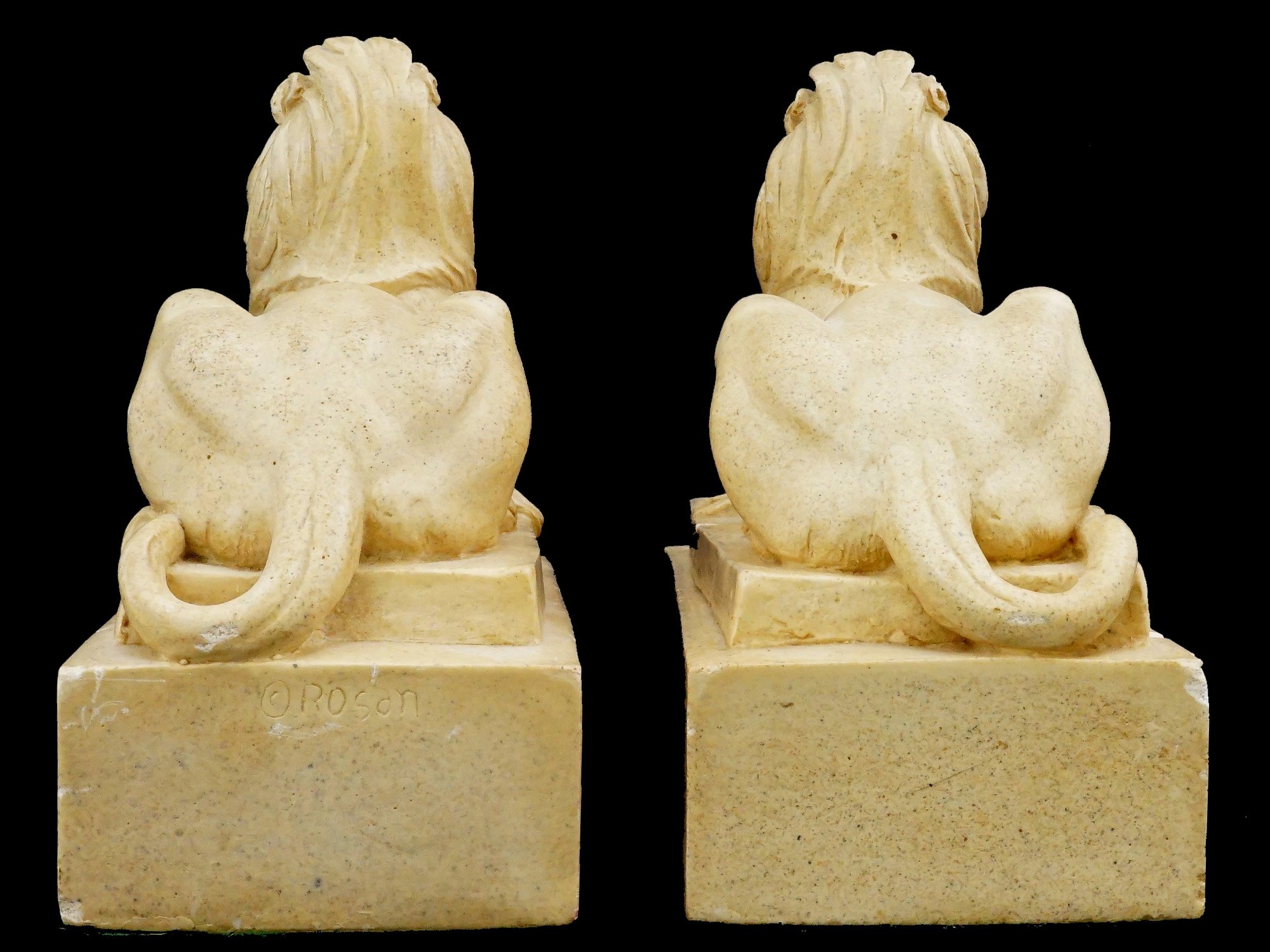 PAIR OF LION BOOKENDS SIGNED R SANDOVAL PIC-3