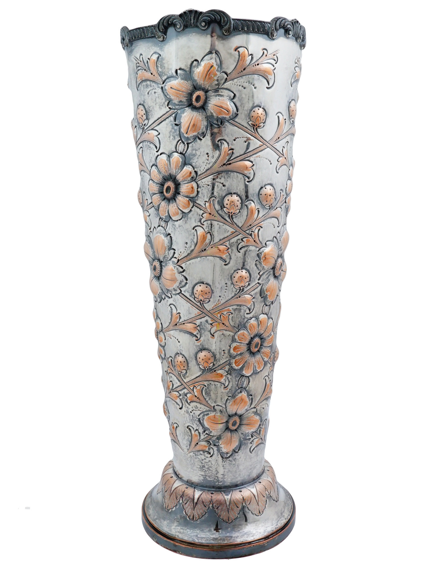 LARGE ENGLISH NIELLO GILDED SILVER PLATED VASE PIC-5