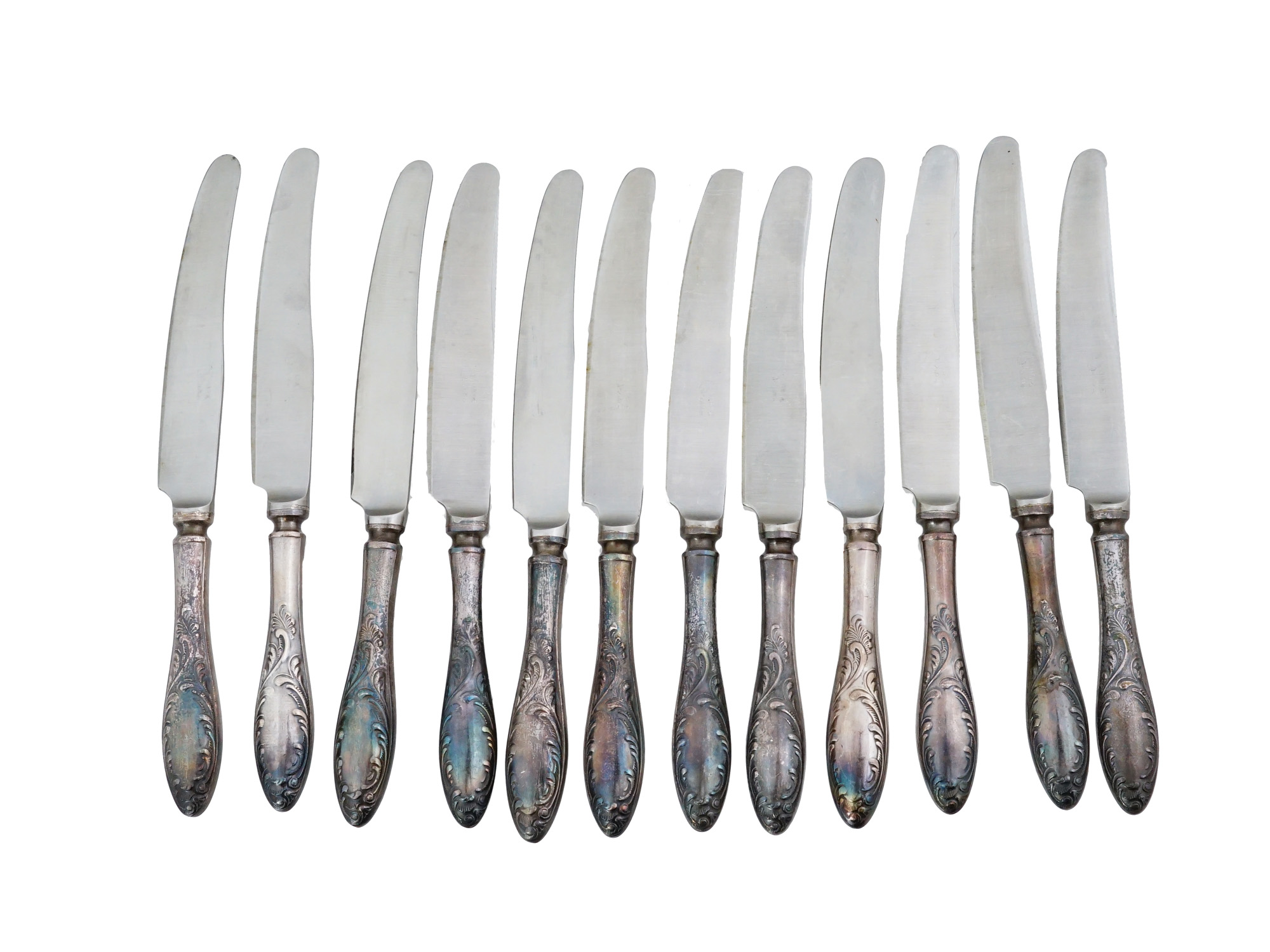 VINTAGE RUSSIAN SOVIET SILVER PLATED 12 KNIVES SET PIC-1