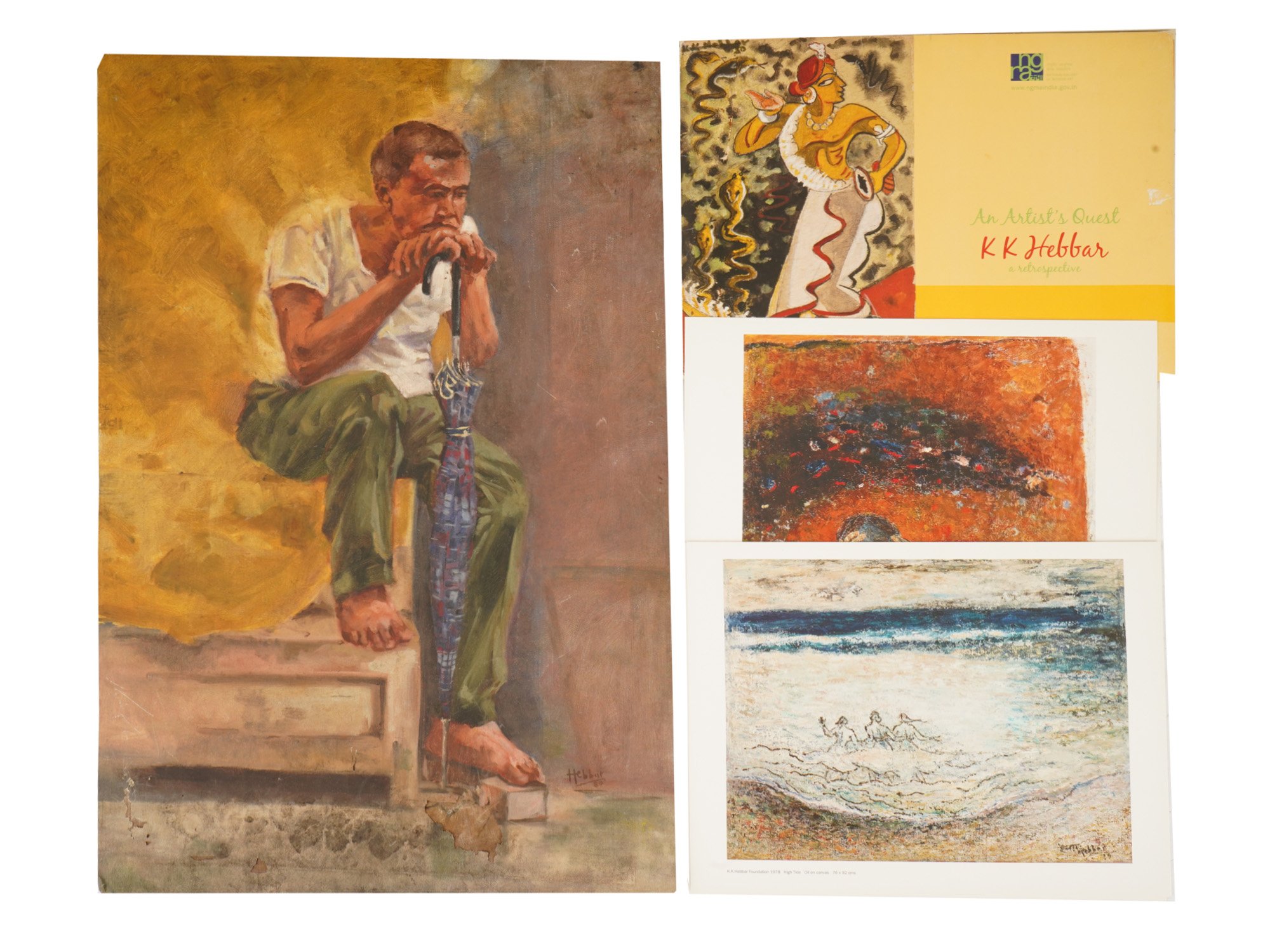 KATTINGERI KRISHNA HEBBAR INDIAN OIL PAINTING W ALBUM PIC-