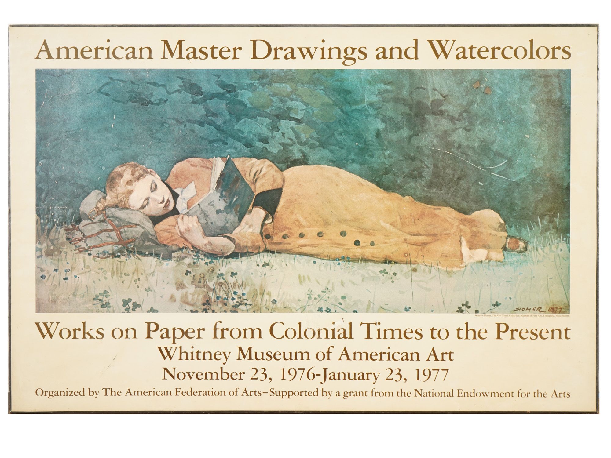 VTG POSTER 1976 EXHIBITION WHITNEY MUSEUM AMERICAN ART PIC-