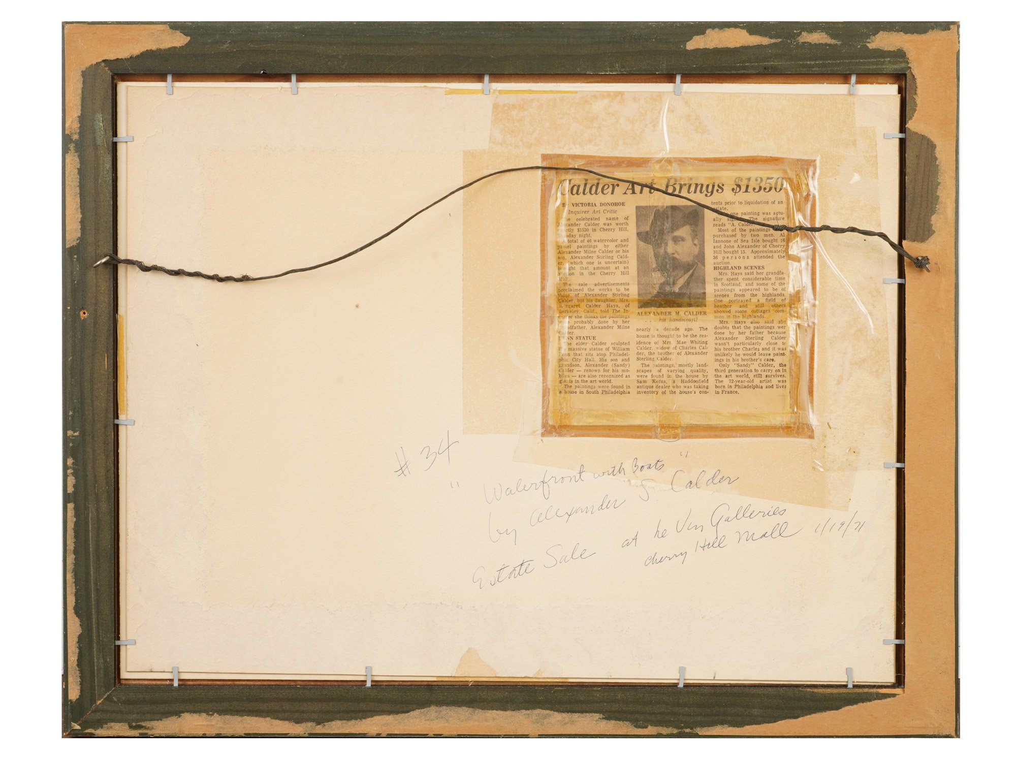 ATTR TO ALEXANDER MILNE CALDER WATERCOLOR PAINTING PIC-2