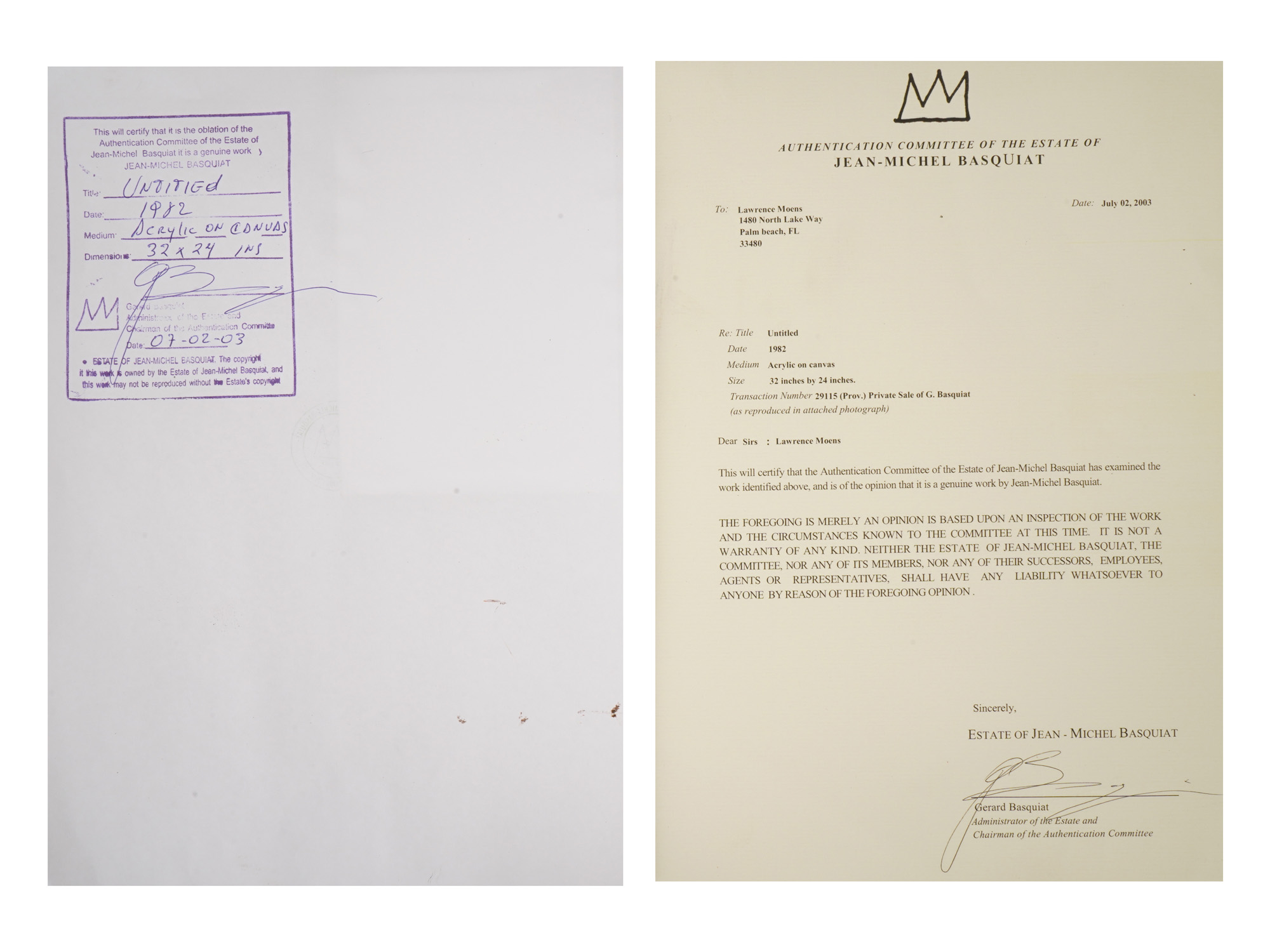 JEAN MICHEL BASQUIAT MANNER ACRYLIC PAINTING W COA PIC-8