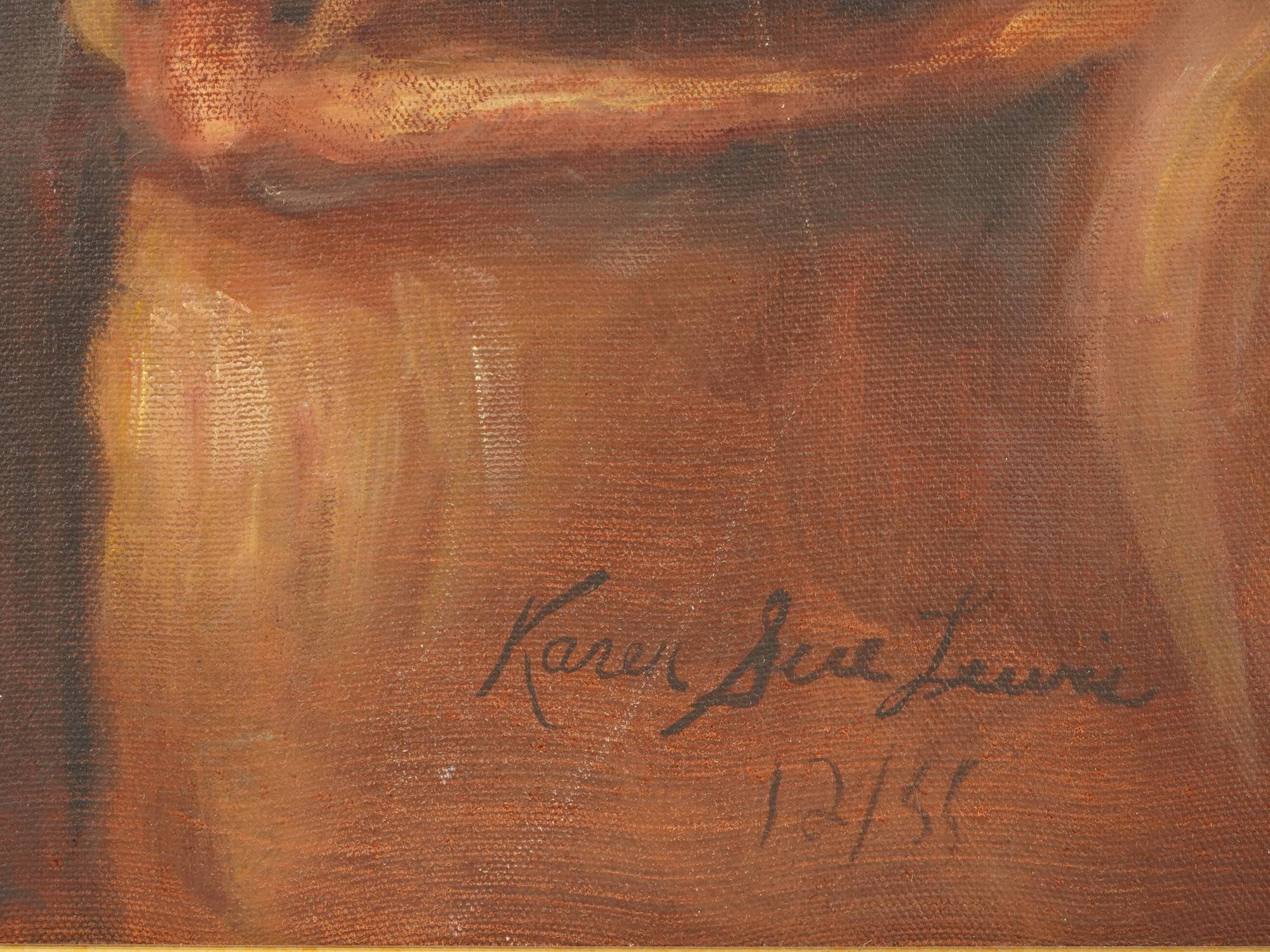 AMERICAN OIL PORTRAIT PAINTING SIGNED KAREN SUE LEWIS PIC-2