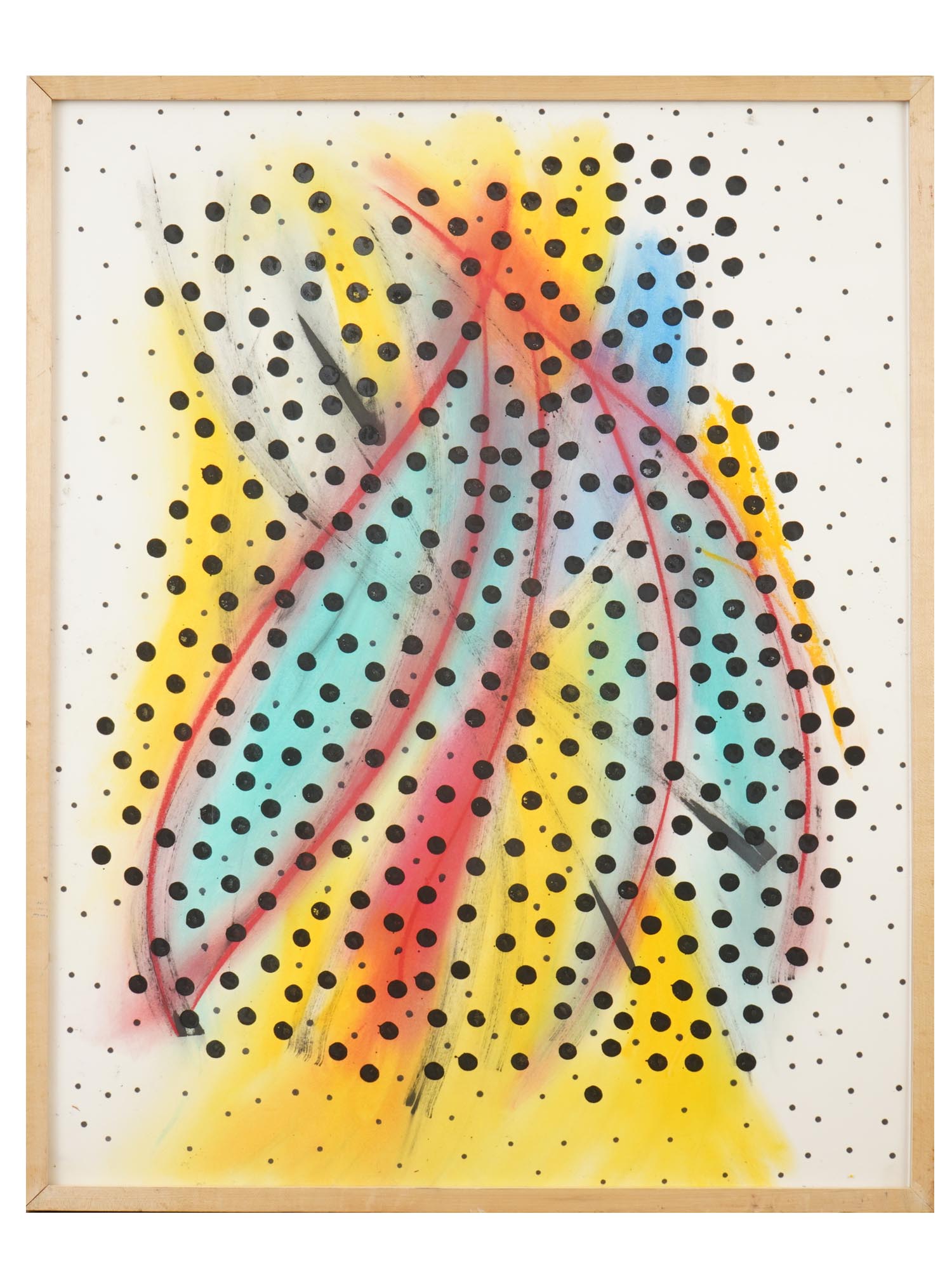 ABSTRACT MIXED MEDIA PAINTING IN YAYOI KUSAMA MANNER PIC-