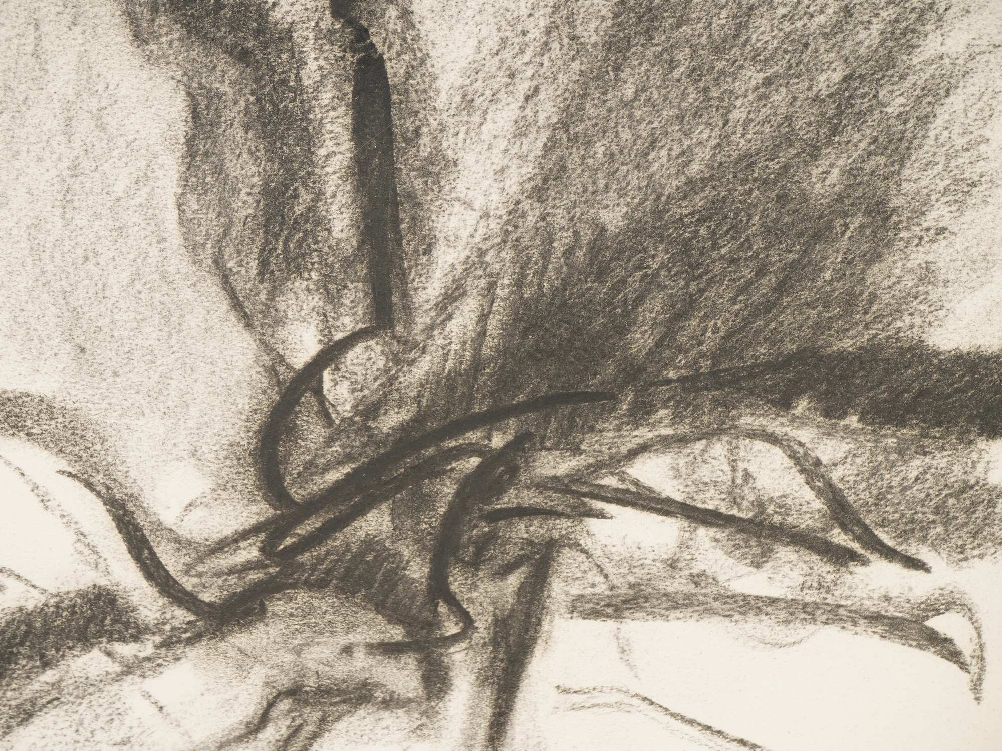 SIGNED JAMES HARVEY VINTAGE CHARCOAL PAINTING ON PAPER PIC-1