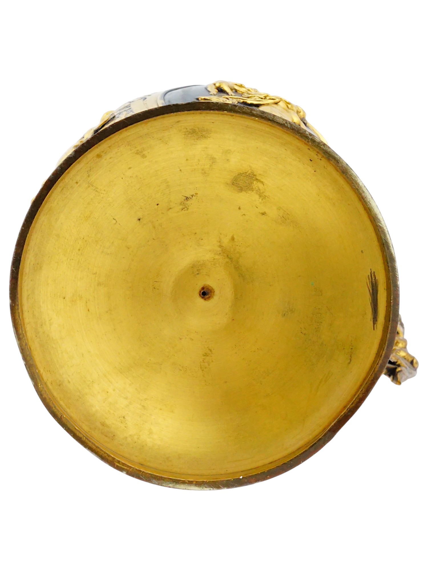 ANTIQUE 19TH C FRENCH RELIEF GILD BRONZE BASIN AND EWER PIC-9