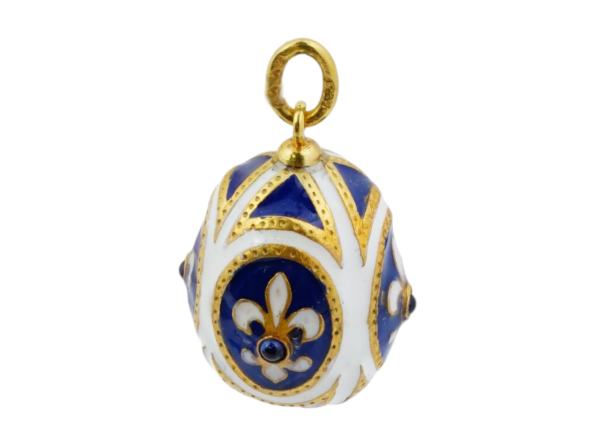 RUSSIAN SILVER GOLD ENAMEL EASTER EGG PENDANT PIC-3