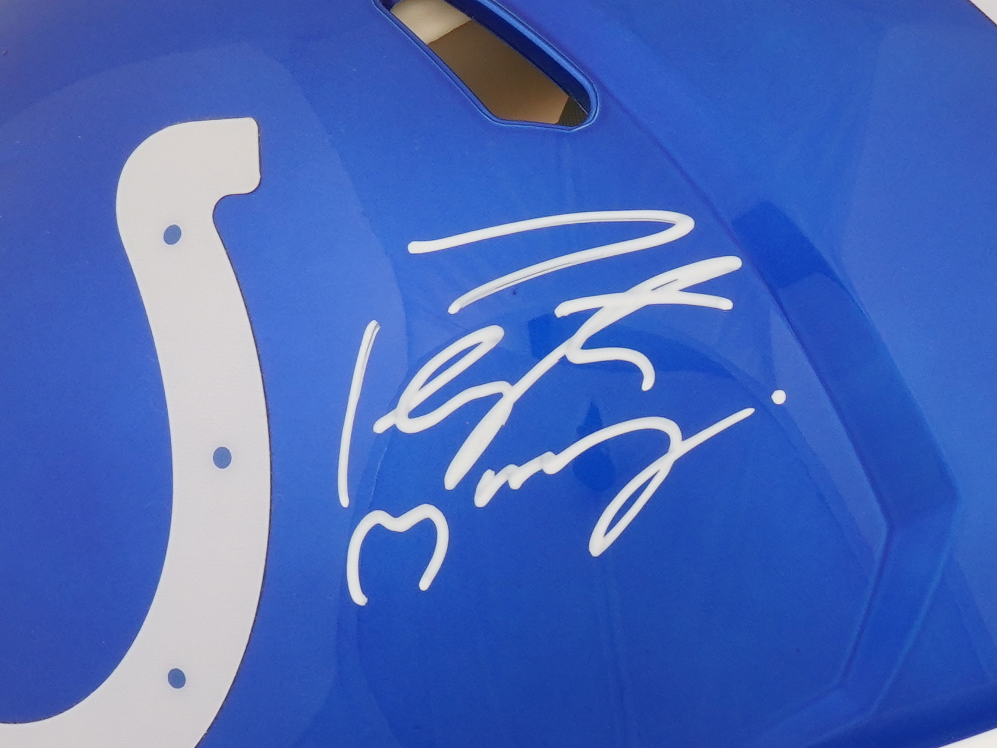 PEYTON MANNING SIGNED COLTS BLUE SHELL SPEED HELMET PIC-7