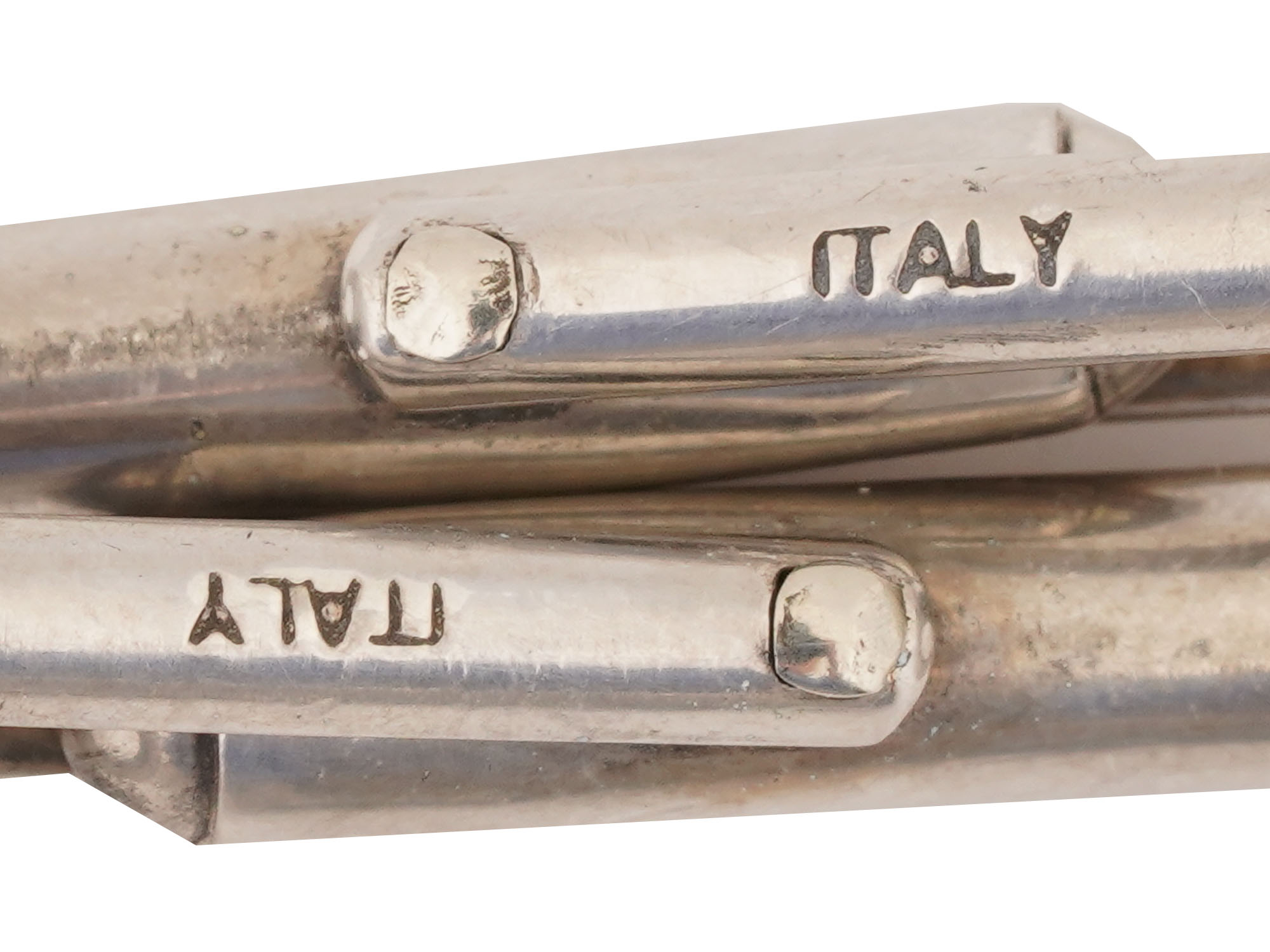 VTG ITALIAN STERLING SILVER AND BLUE ENAMEL CUFFLINKS PIC-5