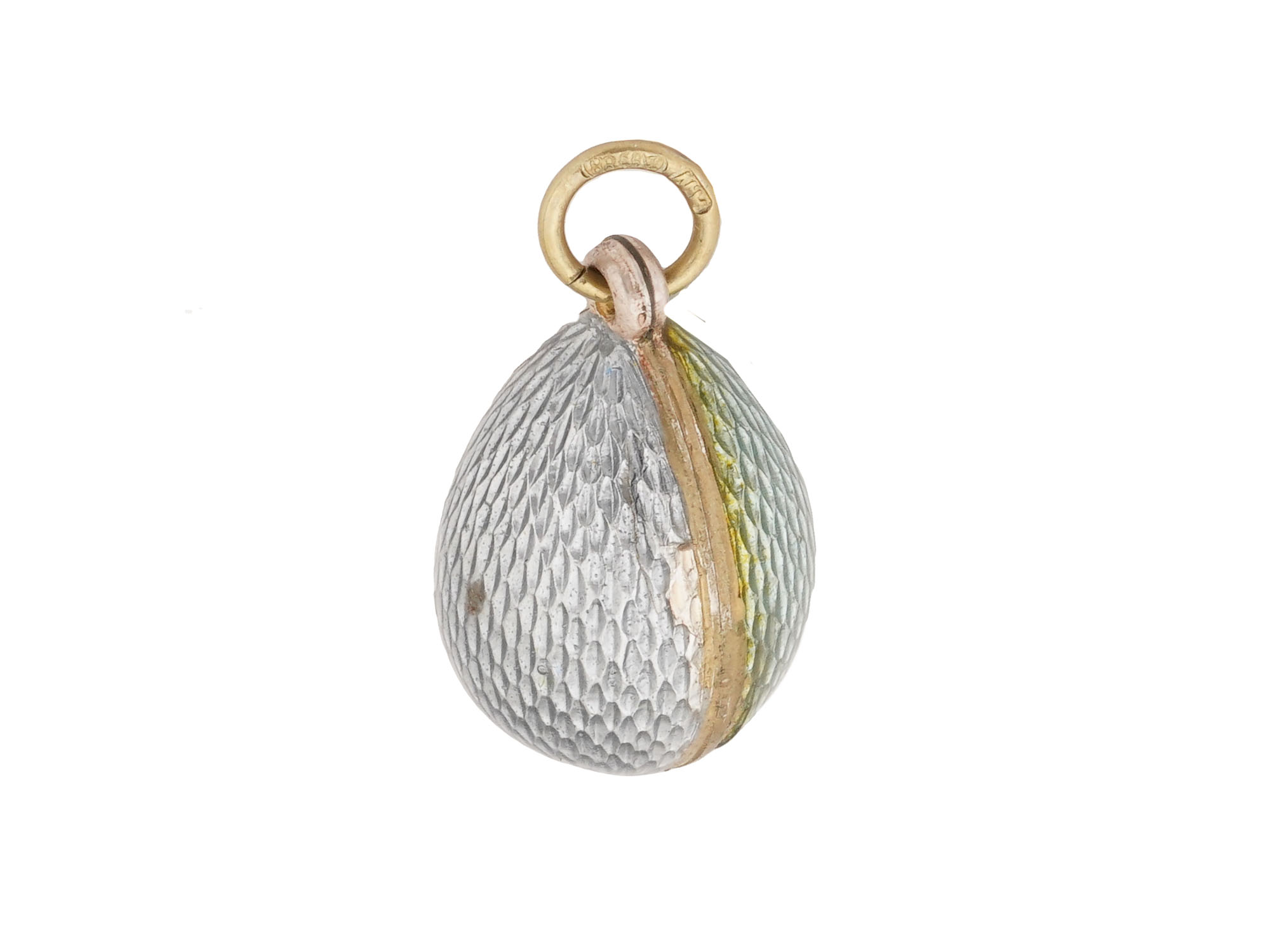 RUSSIAN SILVER GUILLOCHE ENAMEL EASTER EGG PENDANT PIC-3