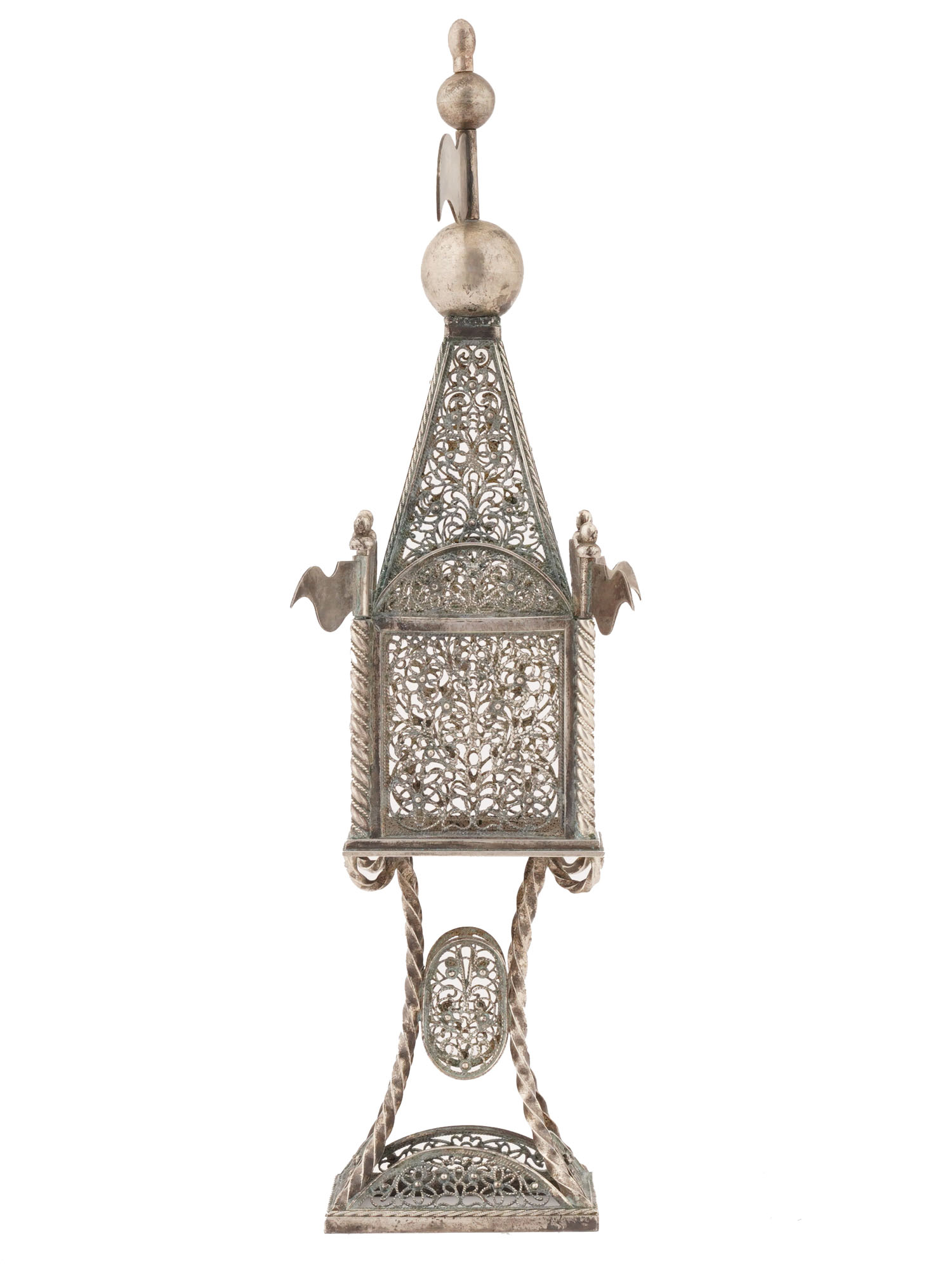 RUSSIAN JUDAICA SILVER FILIGREE SPICE TOWER BESAMIM PIC-4