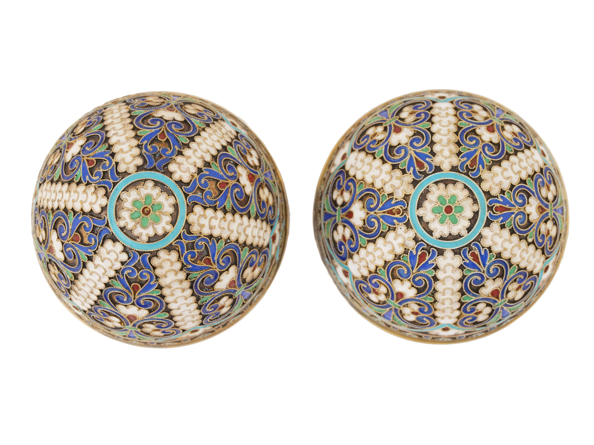 LARGE RUSSIAN 84 SILVER CLOISONNE ENAMEL EASTER EGG PIC-4