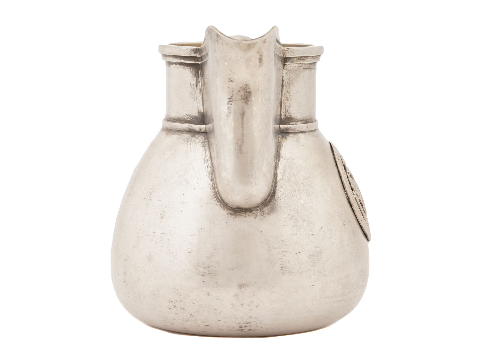 RUSSIAN IMPERIAL SILVER CREAM JUG W DOUBLE HEADED EAGLE PIC-3