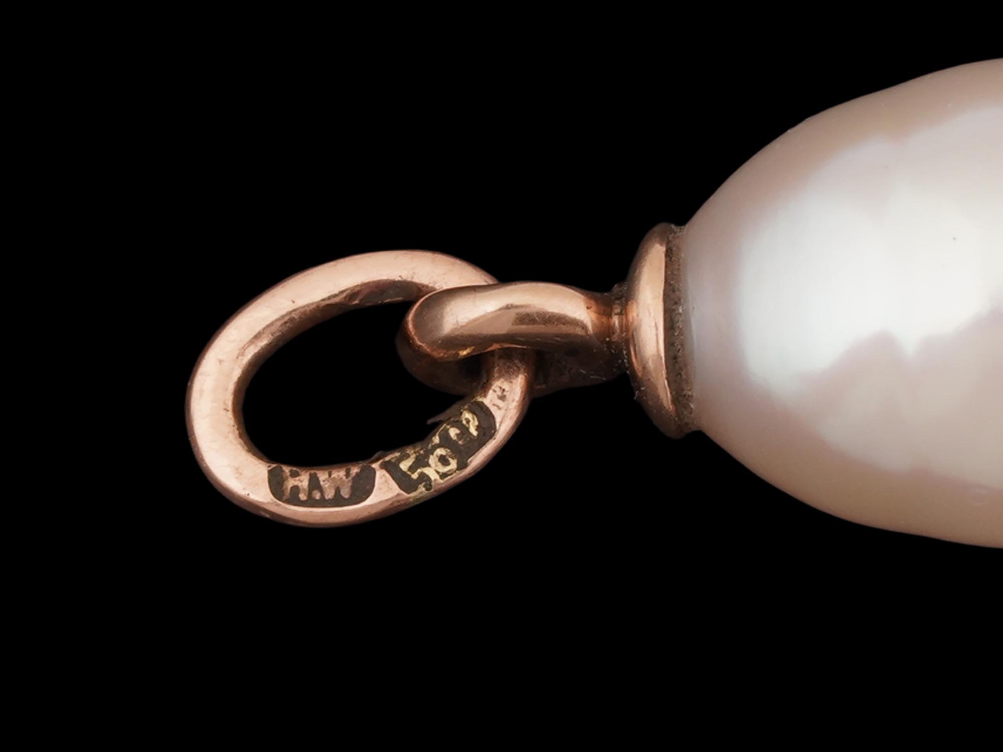 RUSSIAN 14K GOLD AND PEARL EASTER EGG PENDANT PIC-5