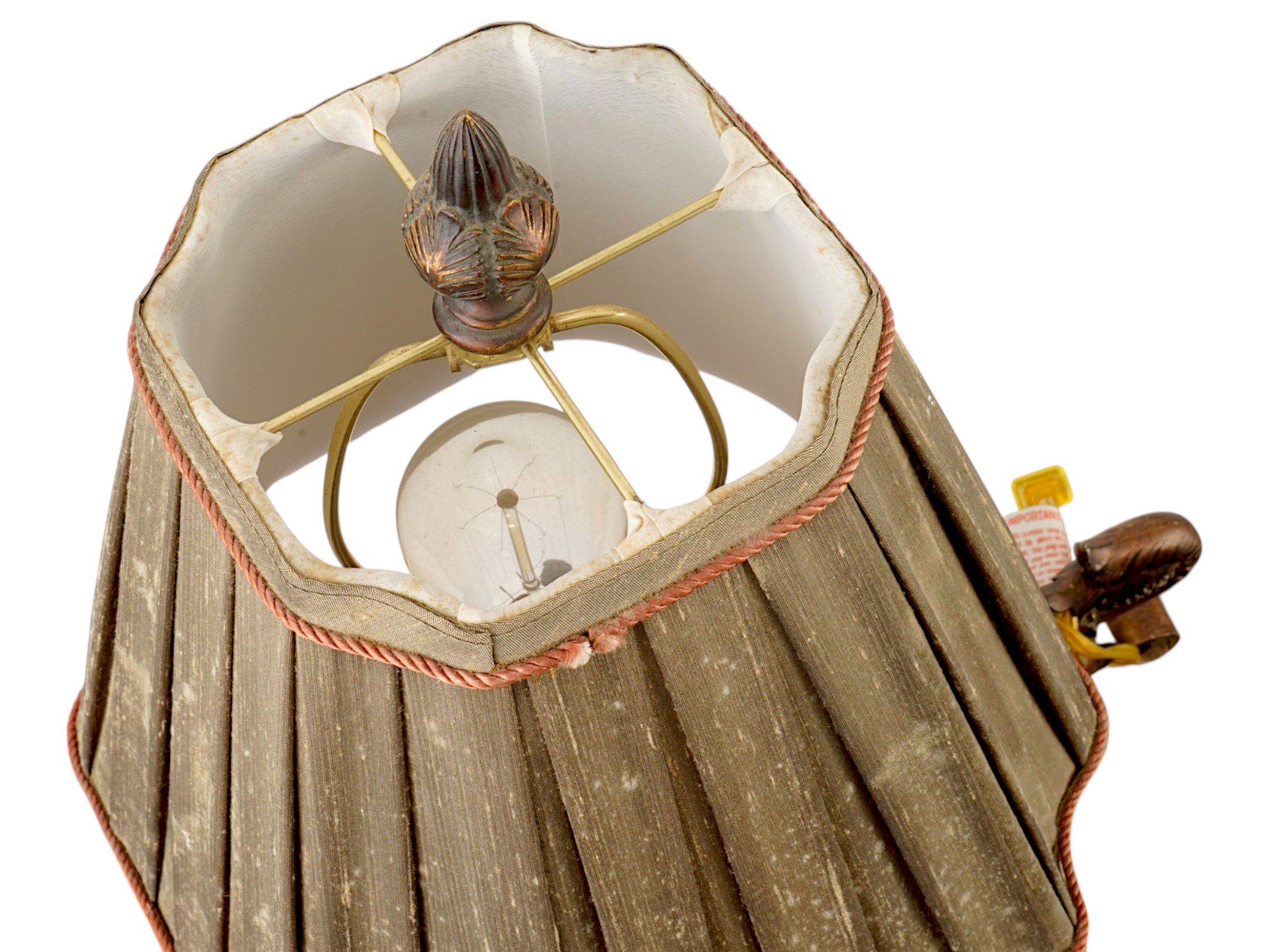 VINTAGE BRIDGE FLOOR LAMP WITH A PLEATED LINEN SHADE PIC-7