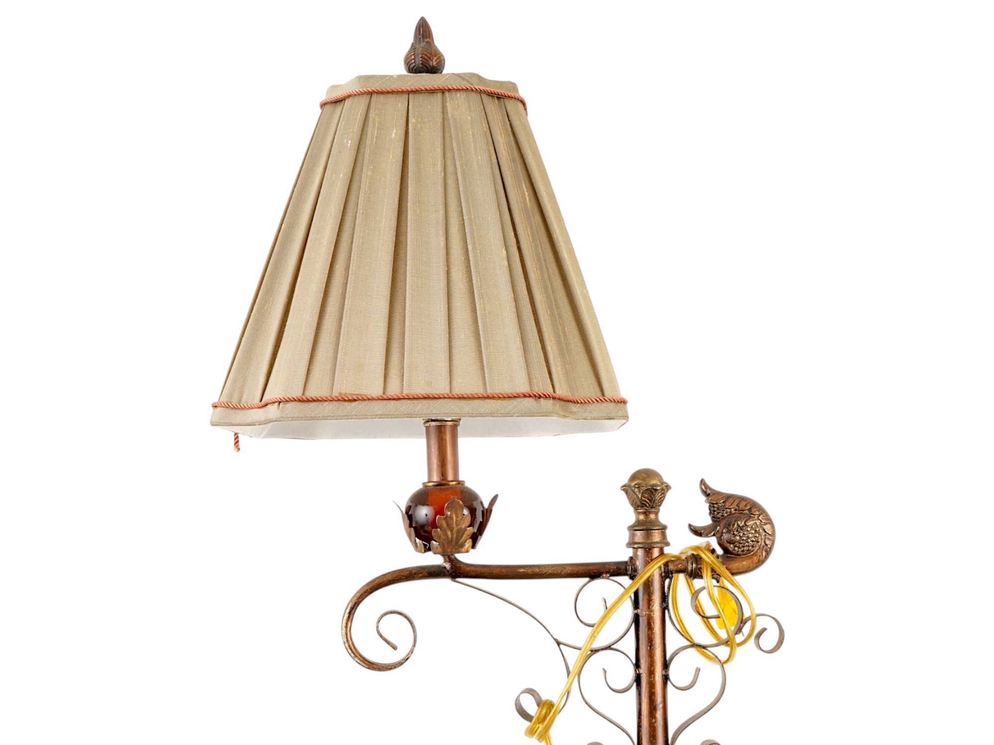 VINTAGE BRIDGE FLOOR LAMP WITH A PLEATED LINEN SHADE PIC-4