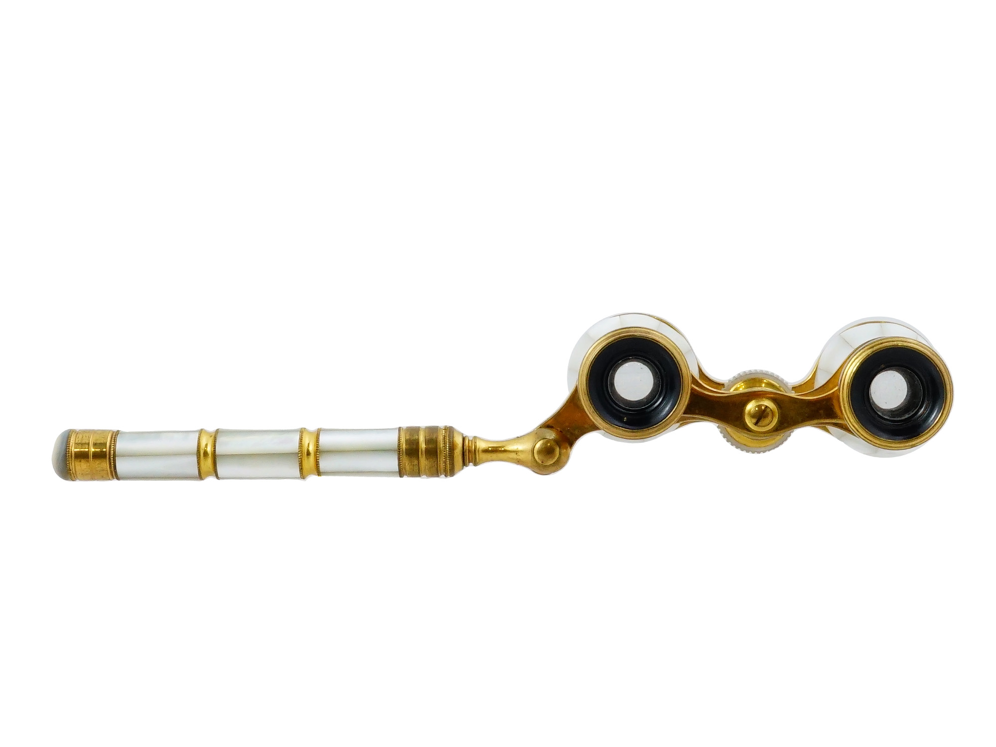 ANTIQUE EUROPEAN MOTHER OF PEARL BRASS OPERA GLASSES PIC-4