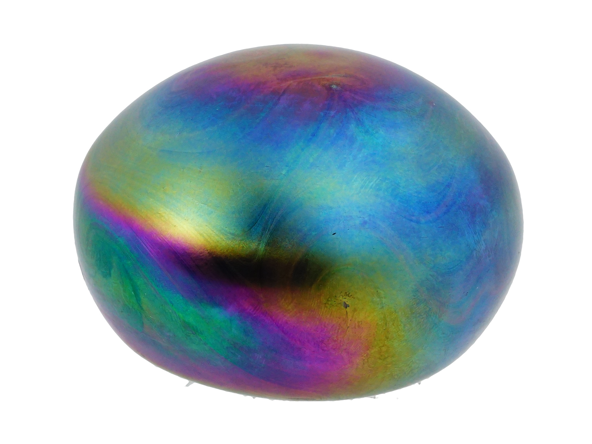 MODERNIST IRIDESCENT ART GLASS PAPER WEIGHT SIGNED PIC-4