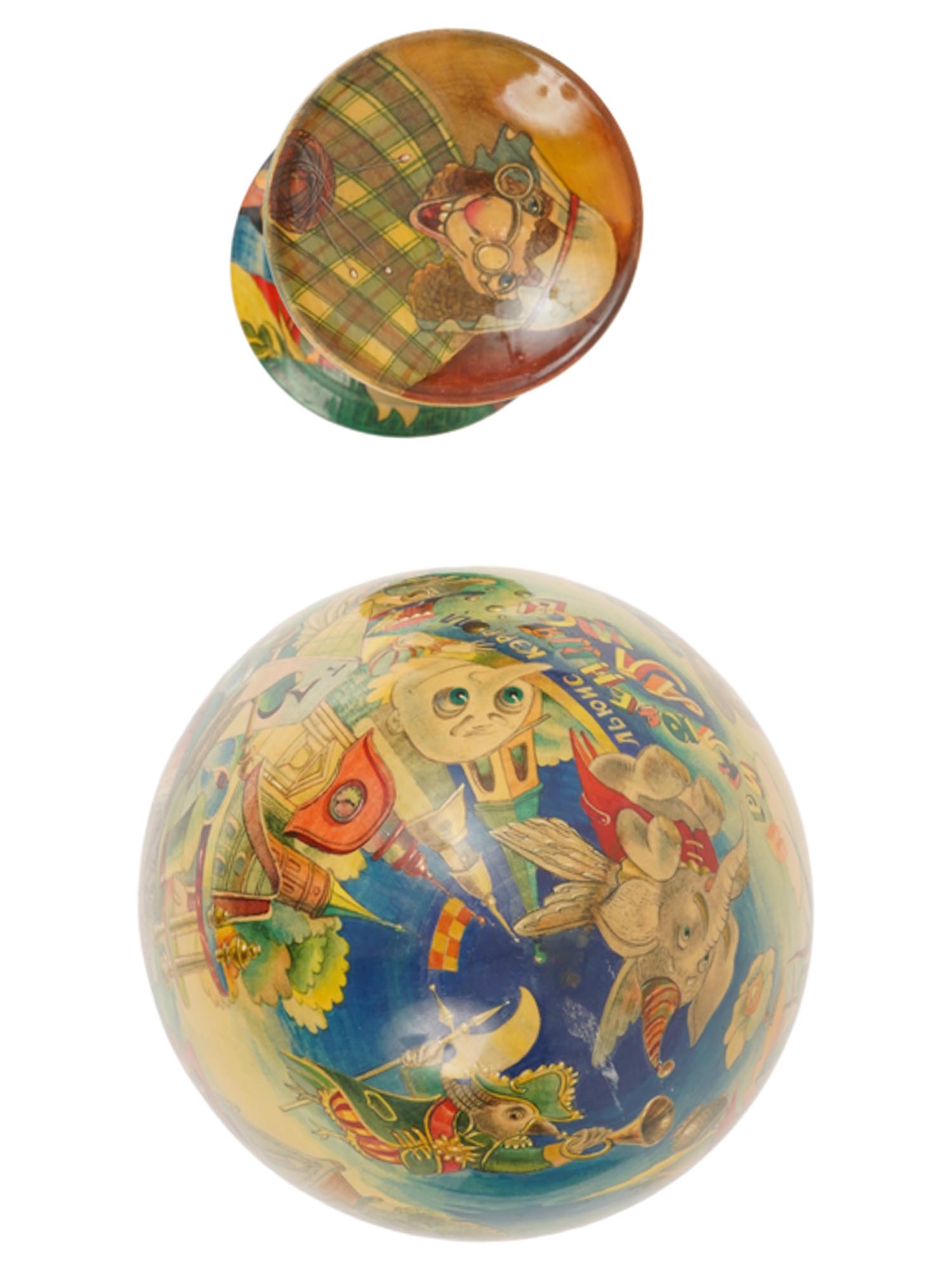 VINTAGE RUSSIAN HAND PAINTED WOODEN LACQUER EGG ALICE PIC-5