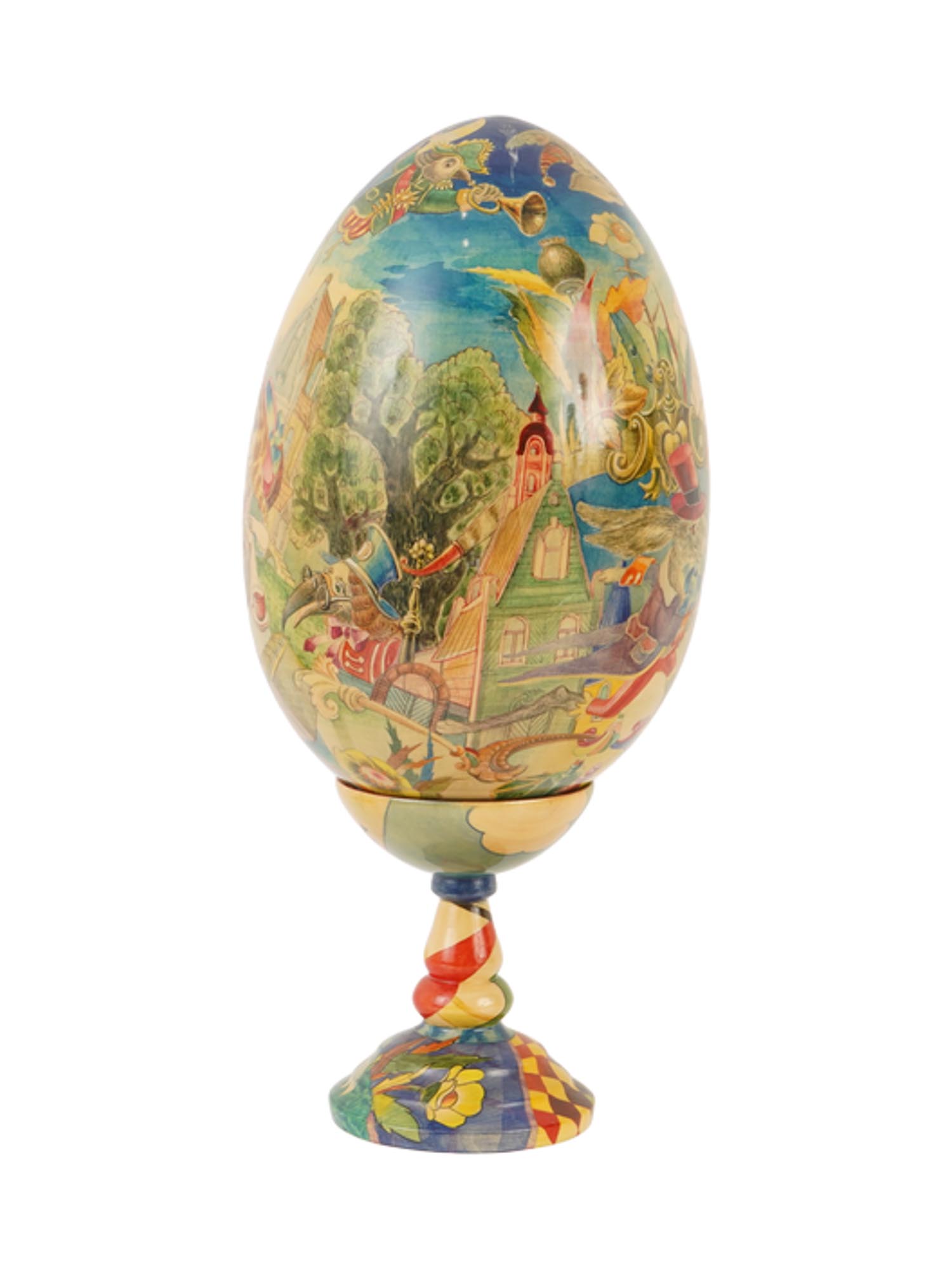 VINTAGE RUSSIAN HAND PAINTED WOODEN LACQUER EGG ALICE PIC-1