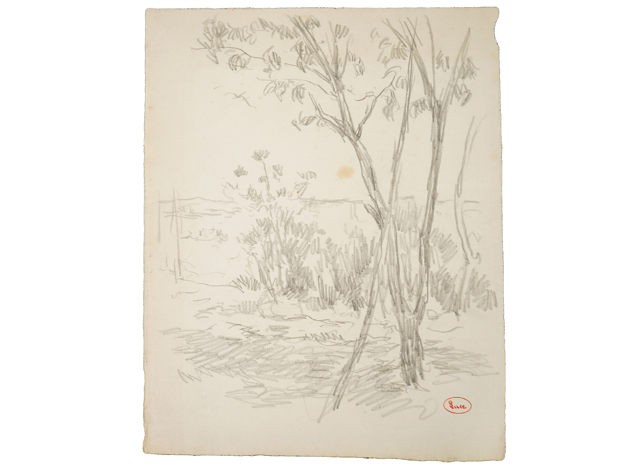 FRENCH STUDY PENCIL PAINTING BY MAXIMILIEN LUCE PIC-1